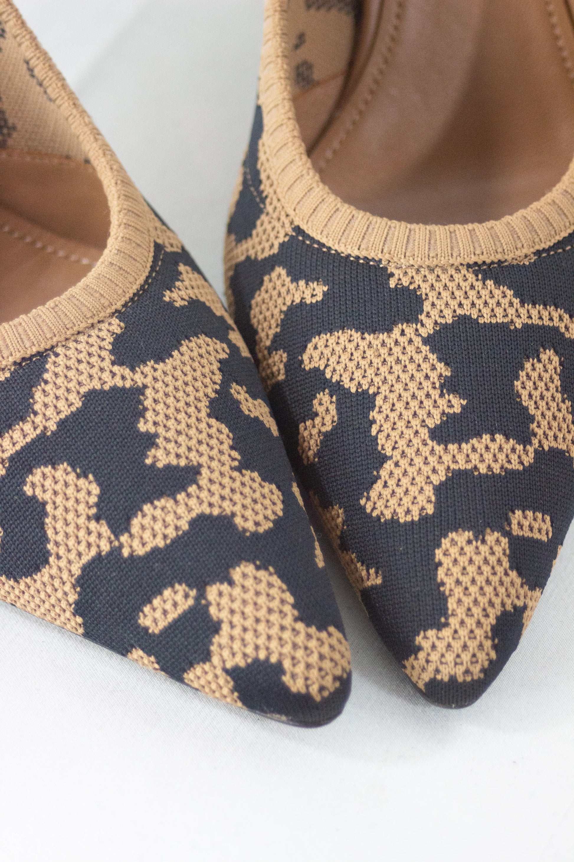 Leopard print mesh pumps