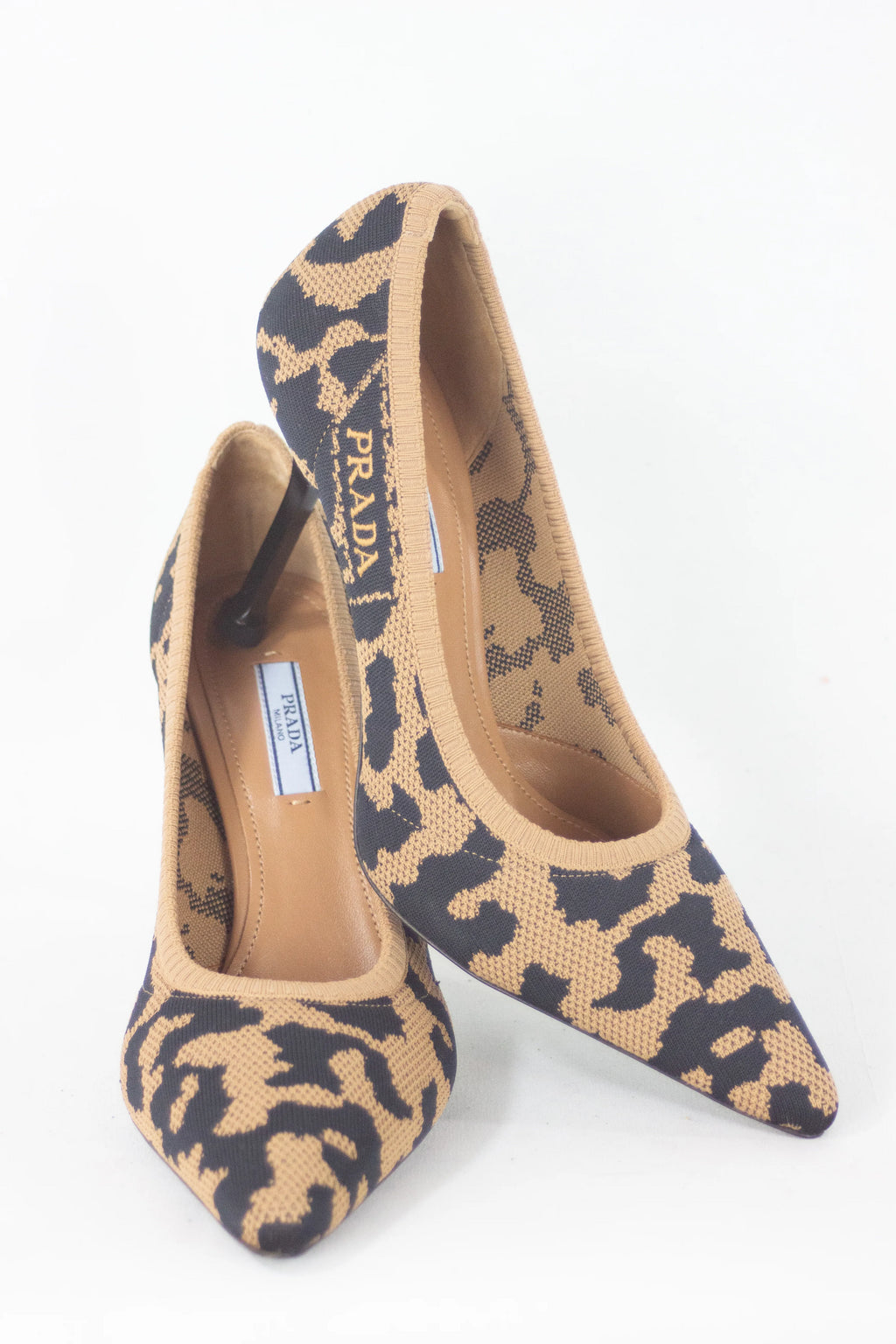 Leopard print mesh pumps