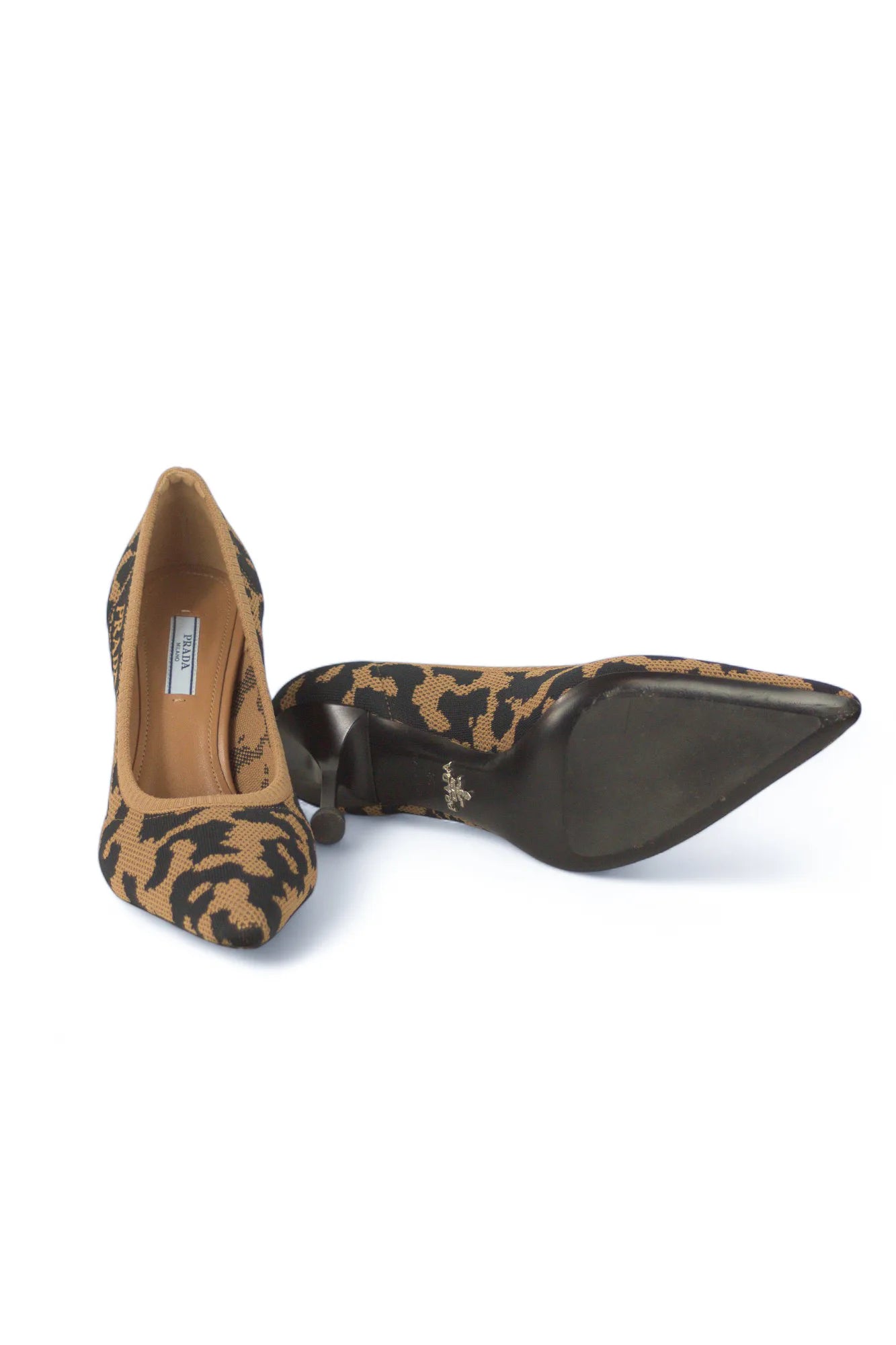 Leopard print mesh pumps