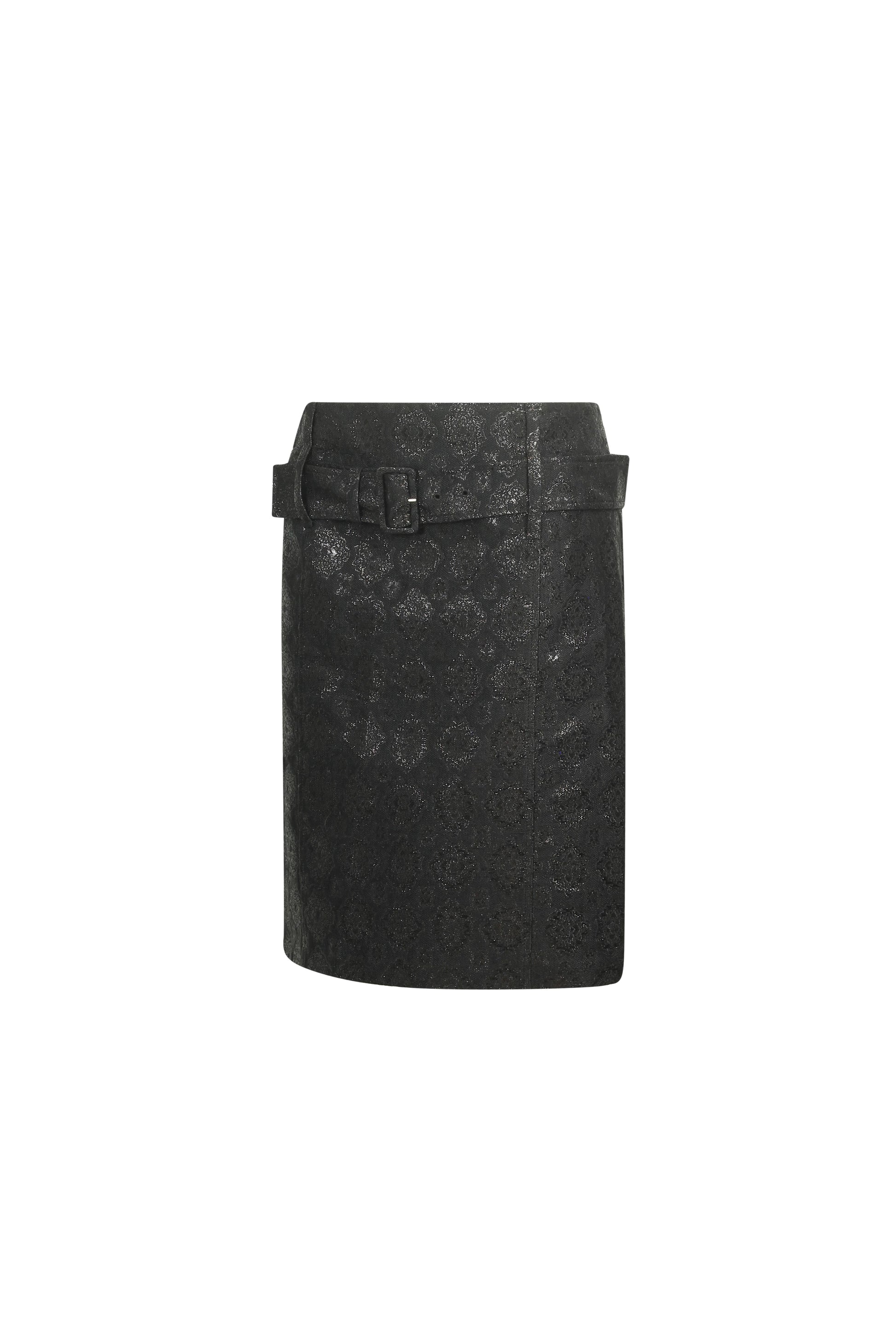 Archival black lurex belted skirt SS2002