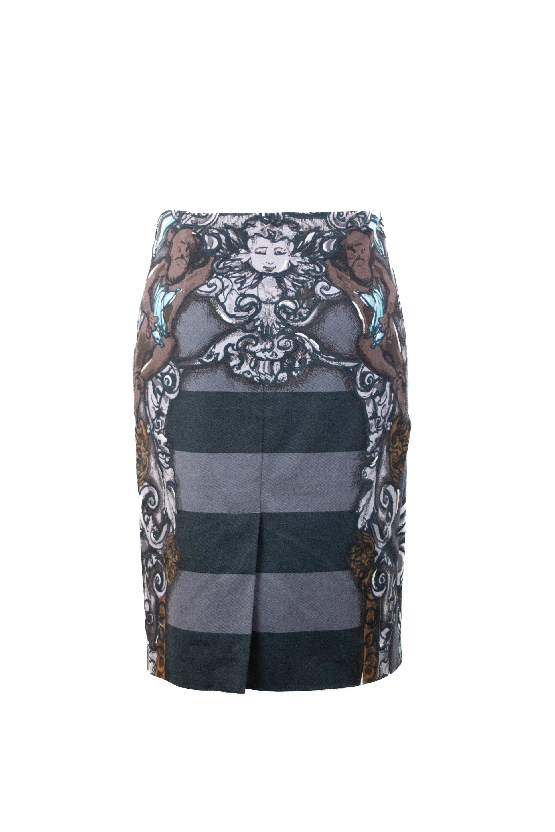Grey Midi Skirt with Apes and Bananas Print SS2011