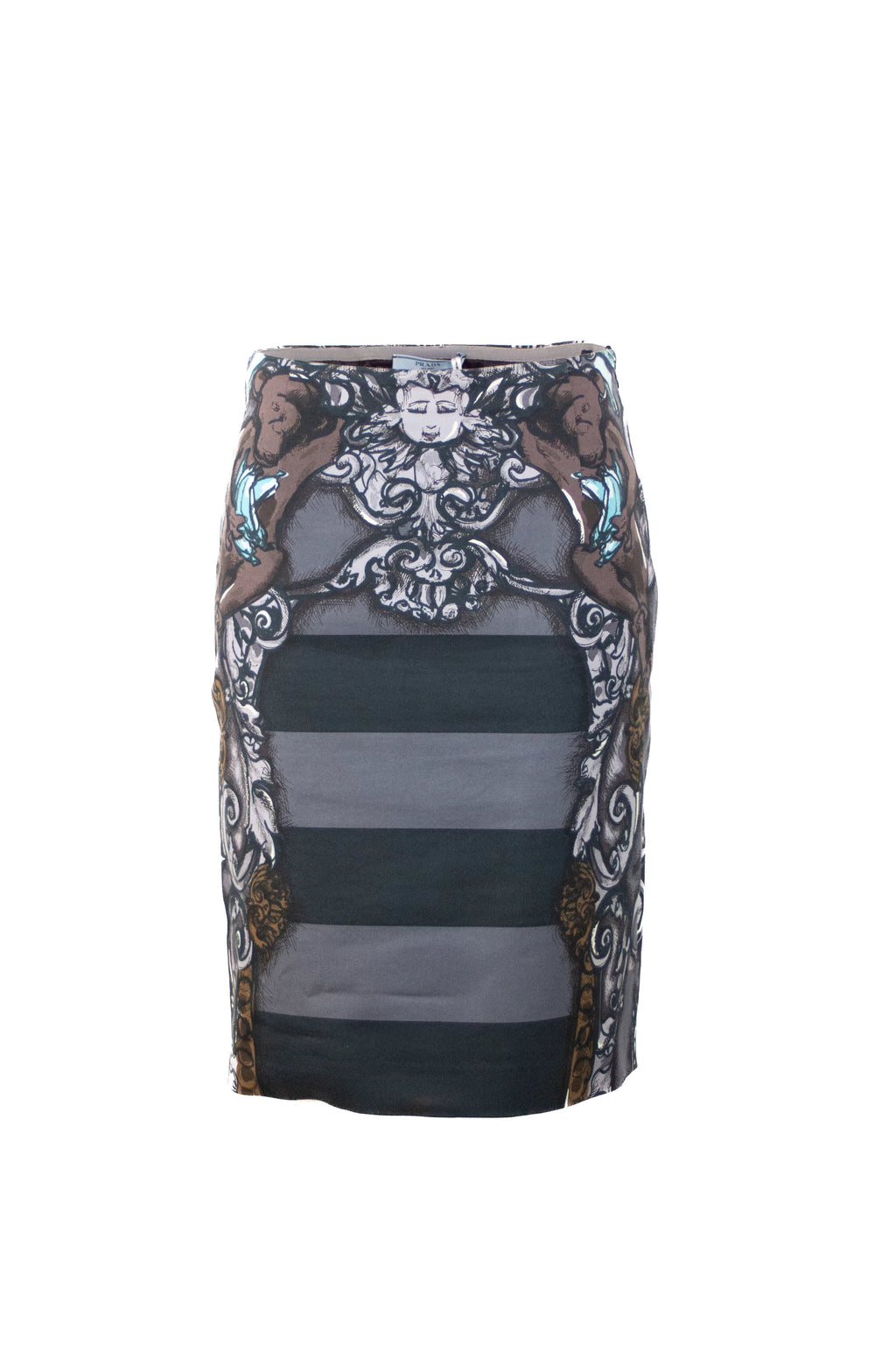 Grey Midi Skirt with Apes and Bananas Print SS2011