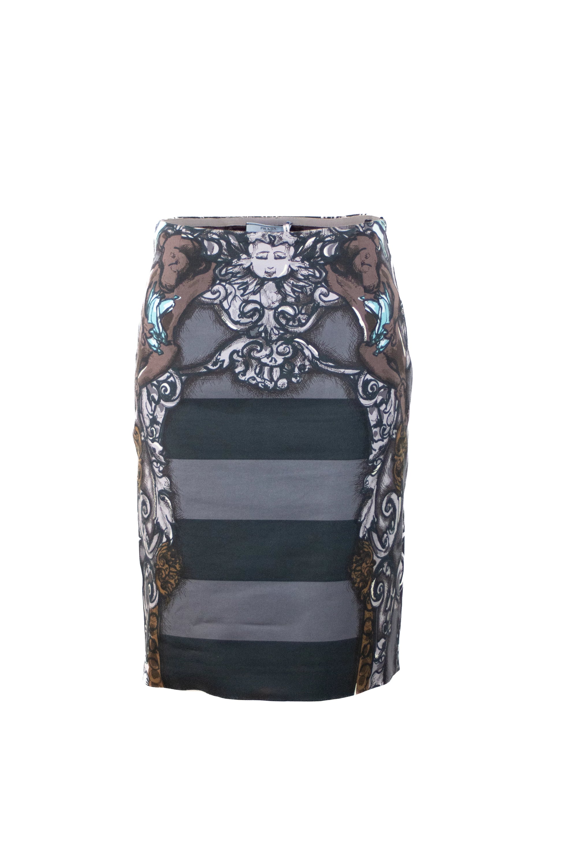 Grey Midi Skirt with Apes and Bananas Print SS2011