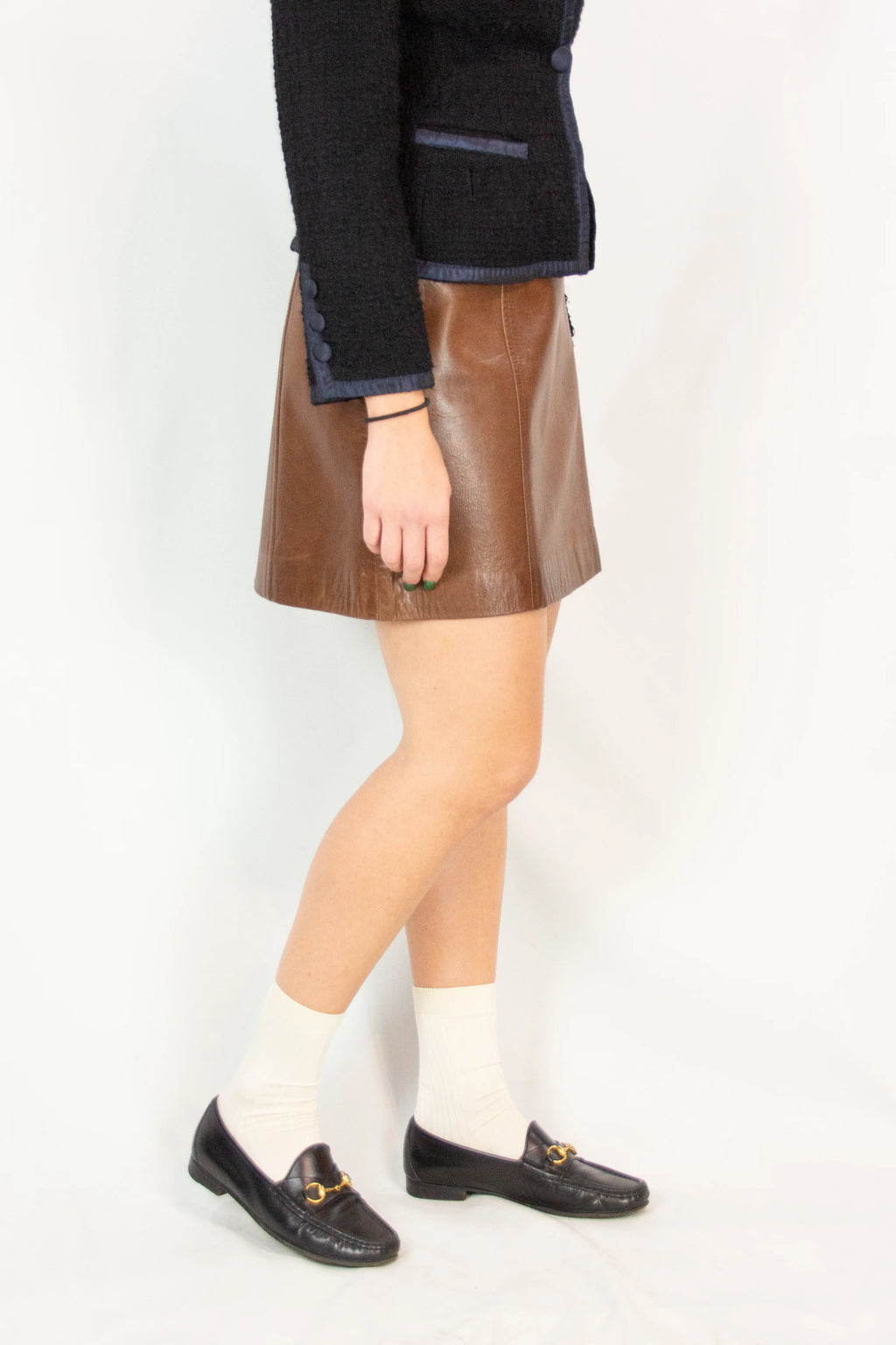 Leather mini skirt with minimalist design