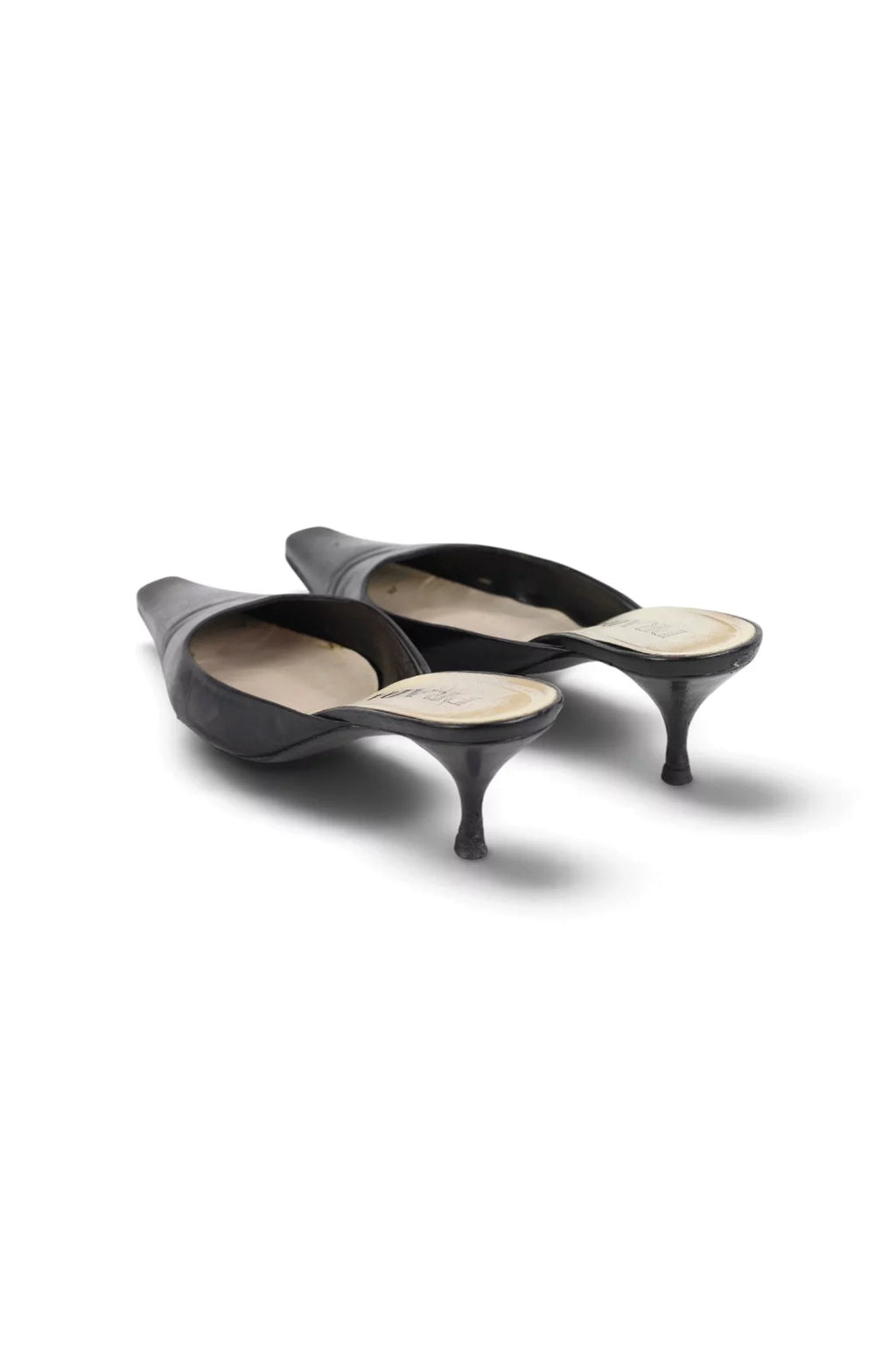 Nappa Leather Pointed Kitten Heel Mules