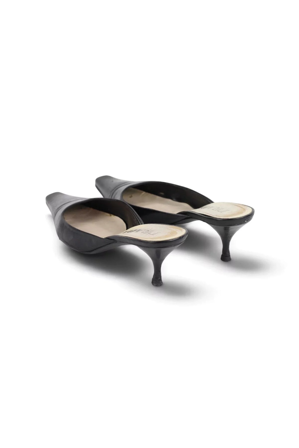 Nappa Leather Pointed Kitten Heel Mules