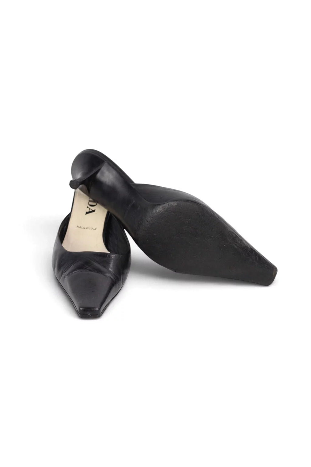 Nappa Leather Pointed Kitten Heel Mules