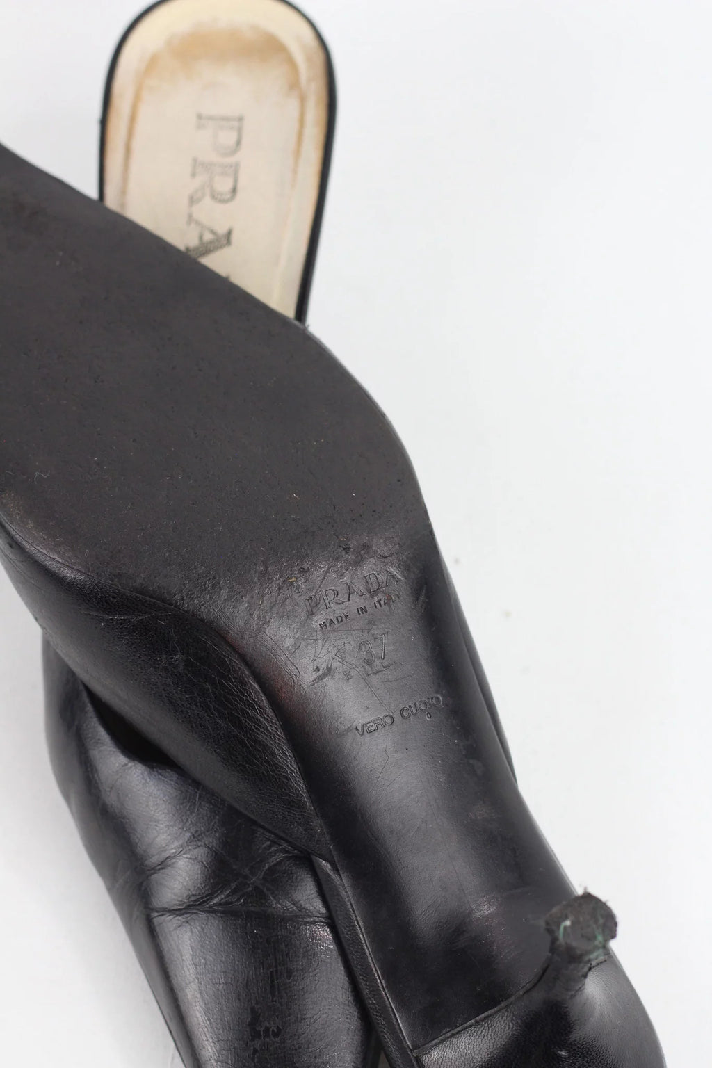 Nappa Leather Pointed Kitten Heel Mules