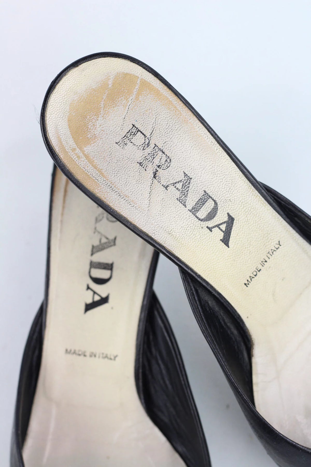 Nappa Leather Pointed Kitten Heel Mules