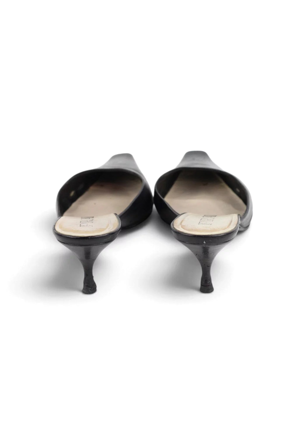 Nappa Leather Pointed Kitten Heel Mules