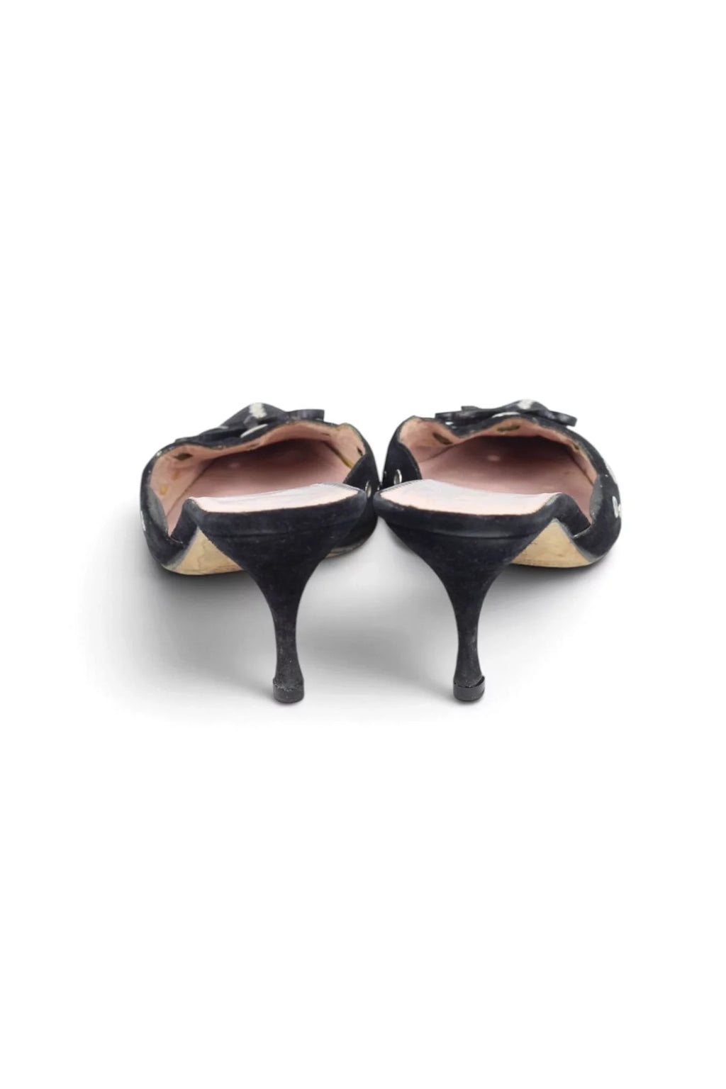 Kitten Heel Mule Grommet Bow Pointed Toe