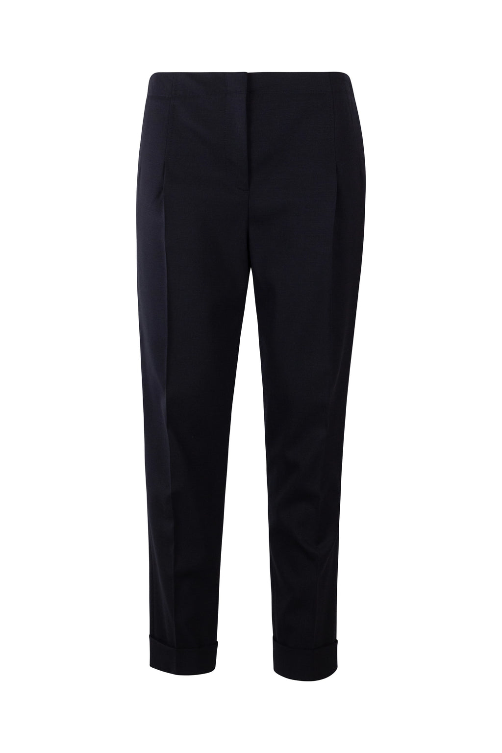 Navy Wool Slim Trousers