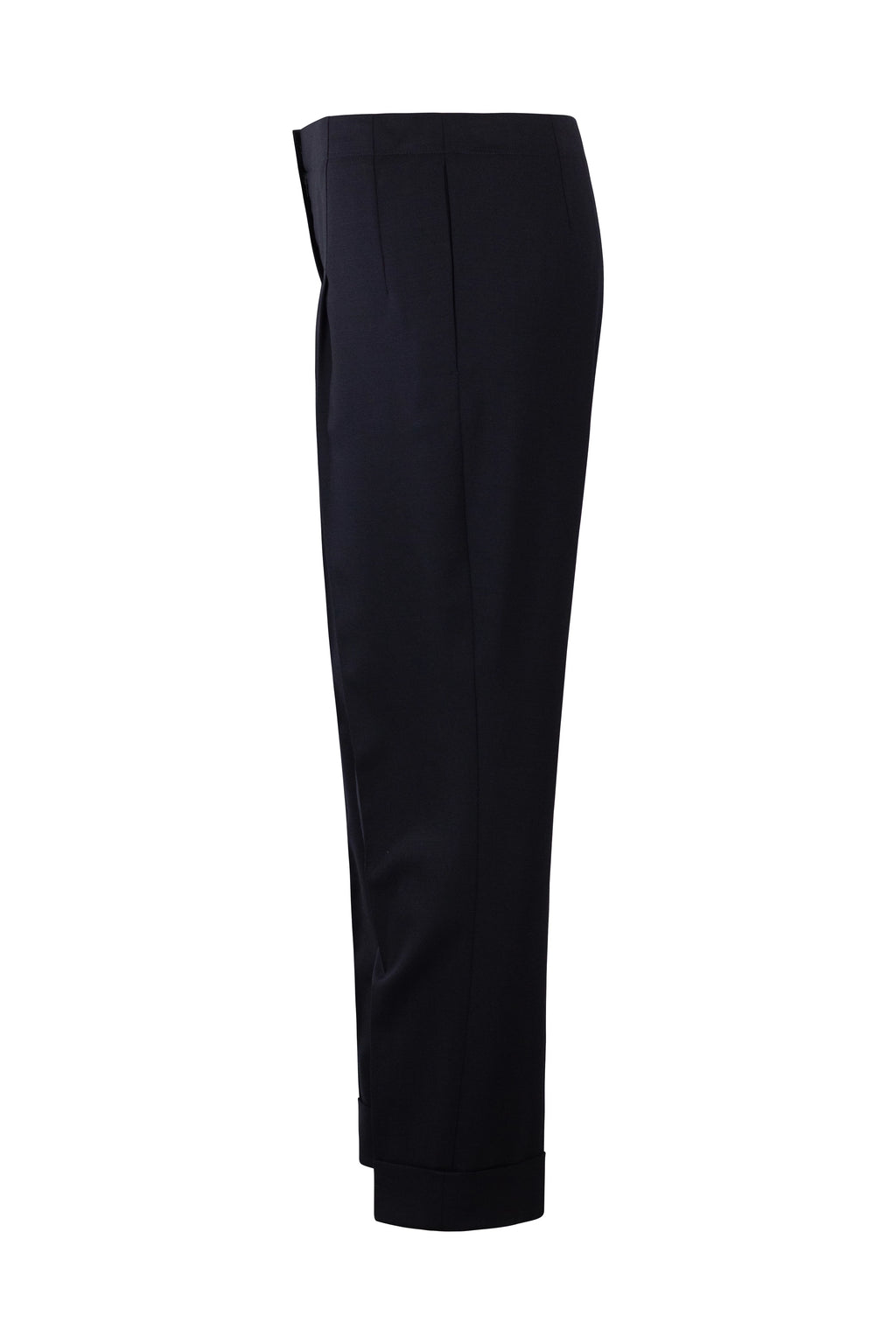 Navy Wool Slim Trousers