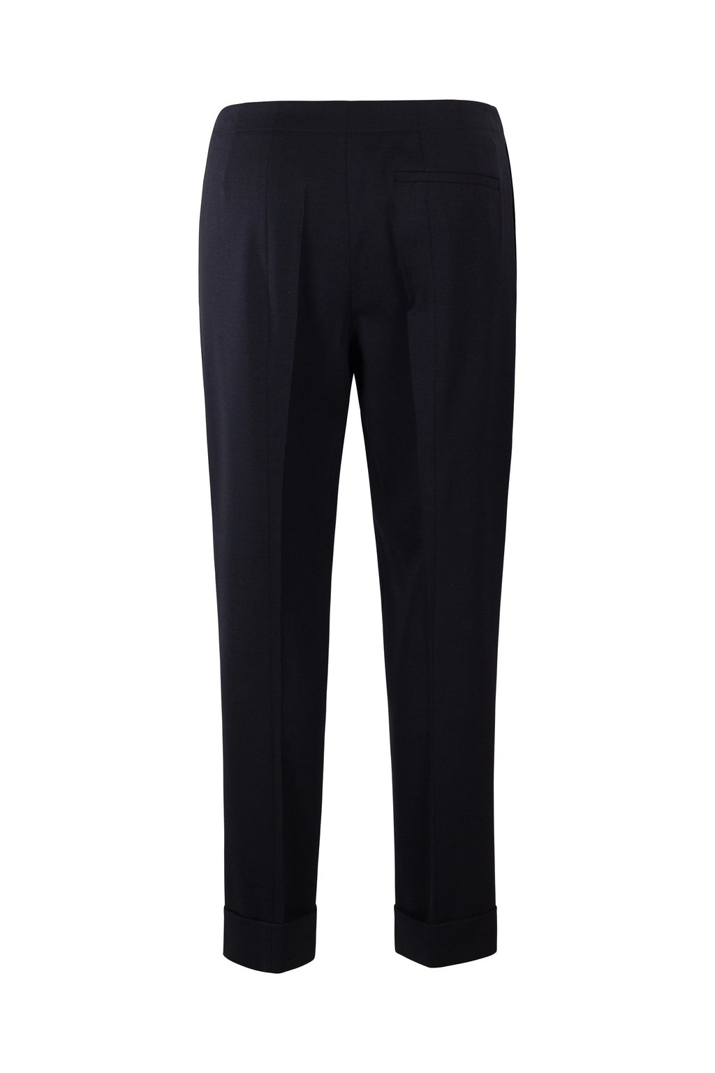 Navy Wool Slim Trousers