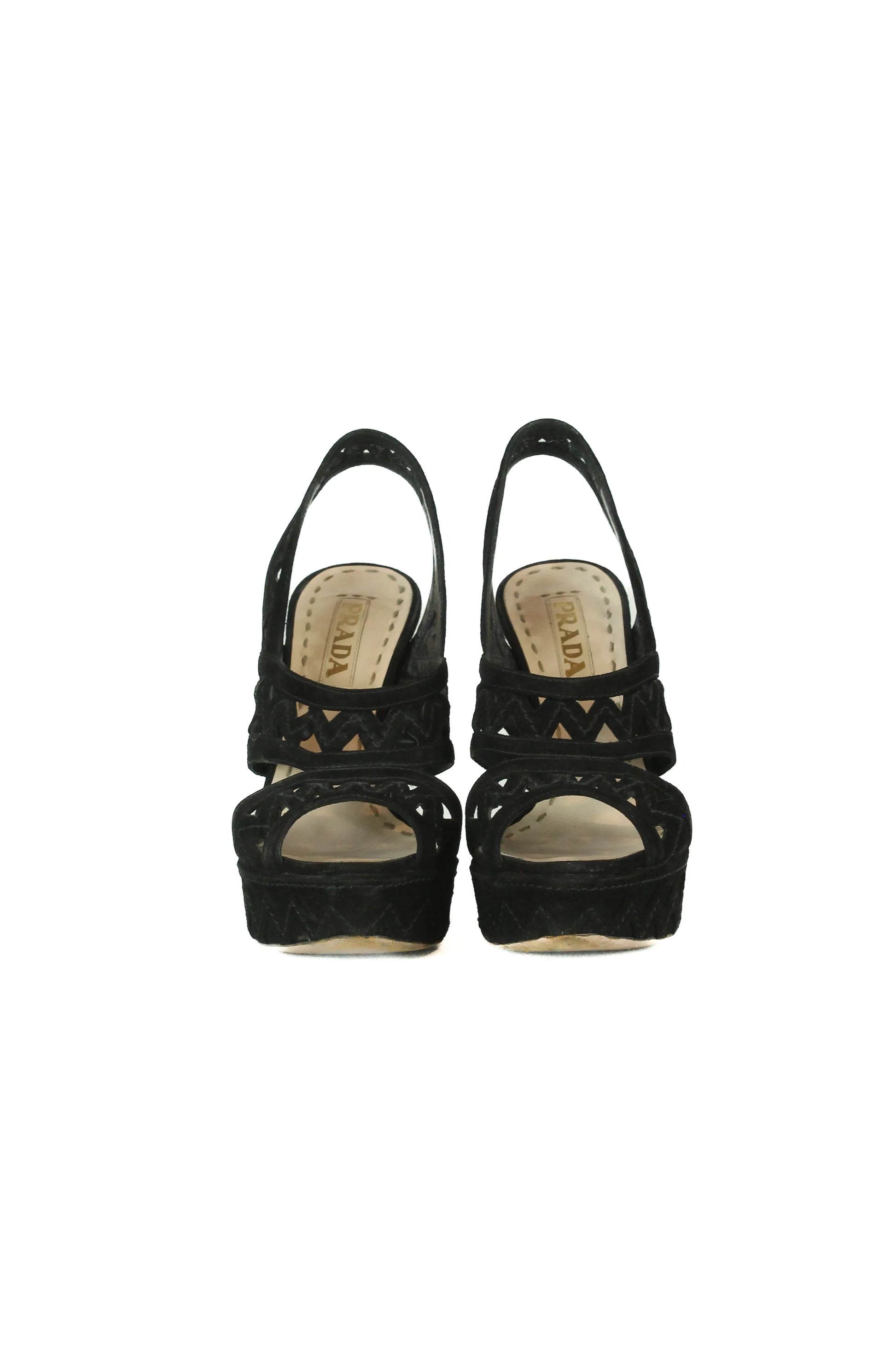 Suede peep toe sandals