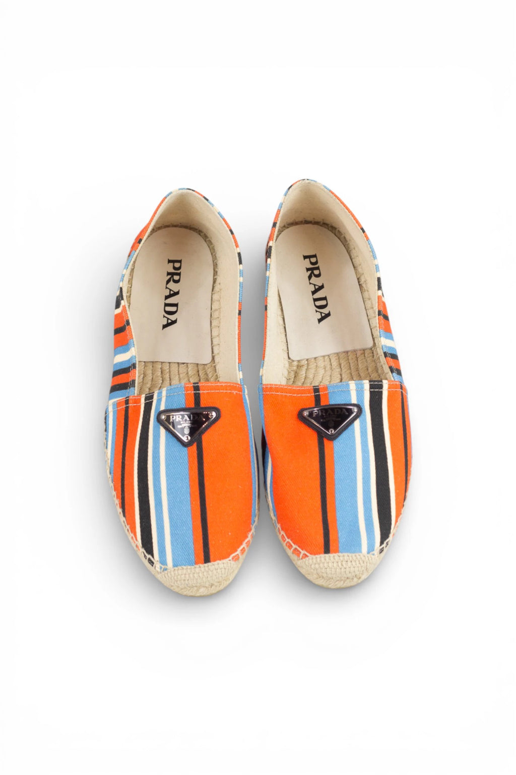 Orange and Light Blue Striped Espadrilles