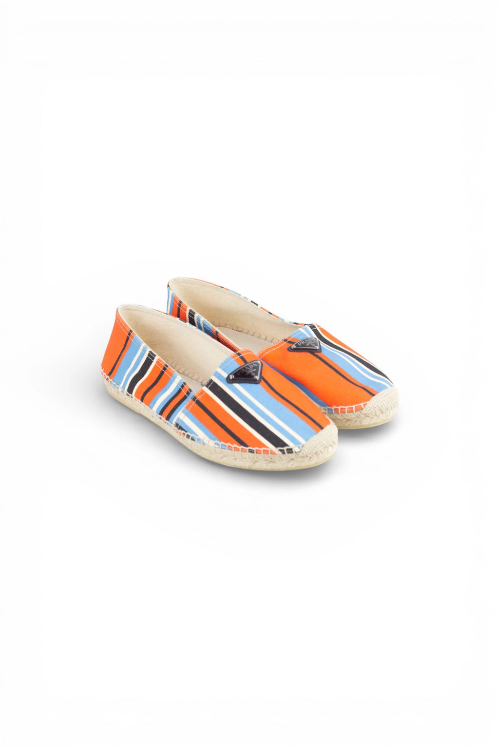 Orange and Light Blue Striped Espadrilles