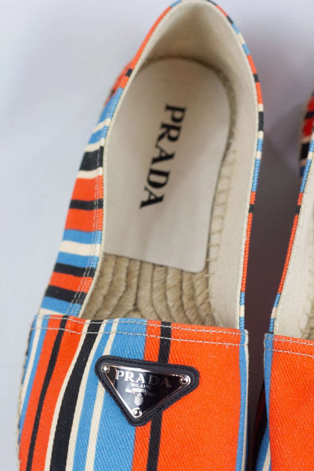Orange and Light Blue Striped Espadrilles