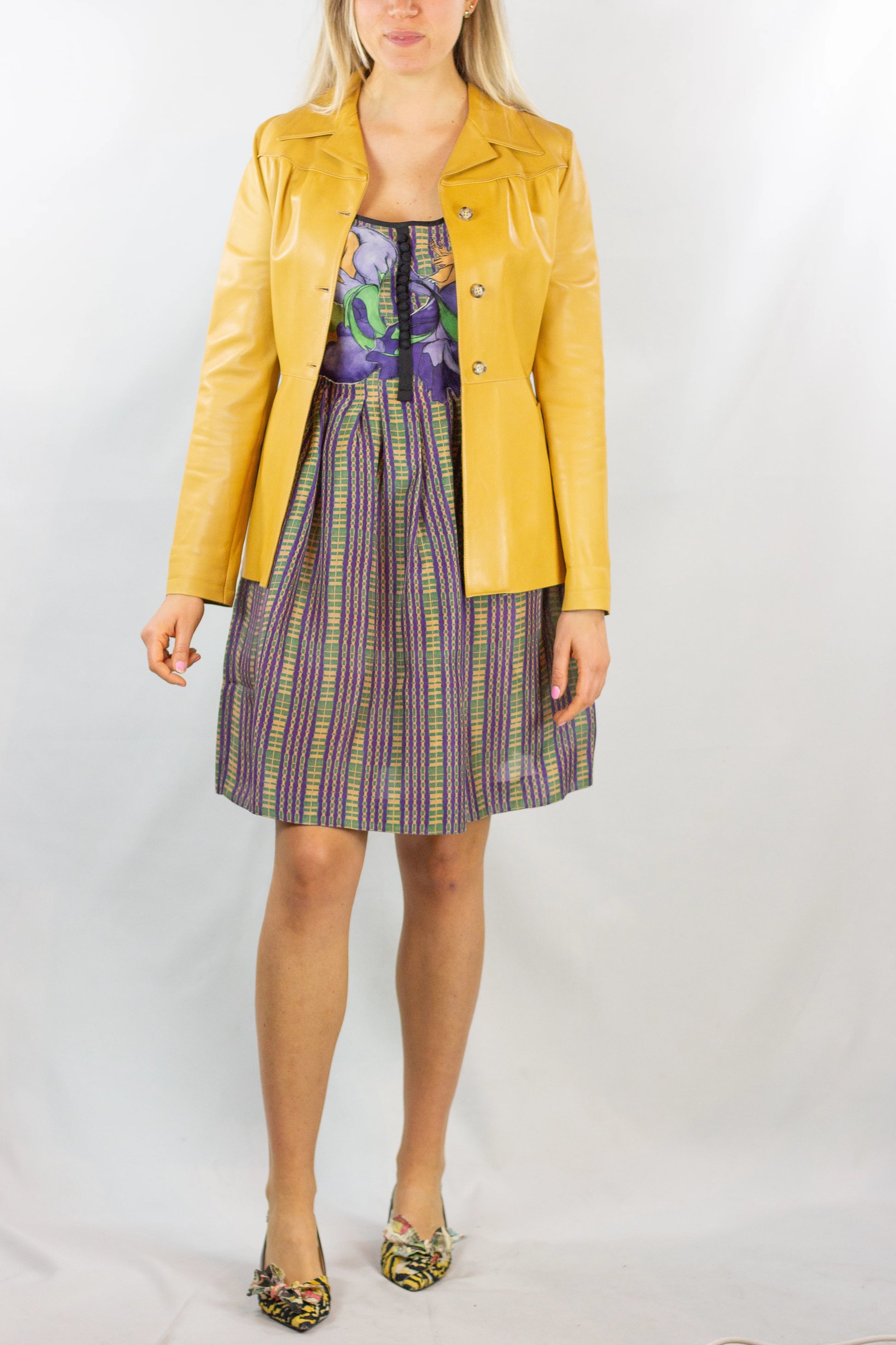 Pale Yellow Leather Jacket