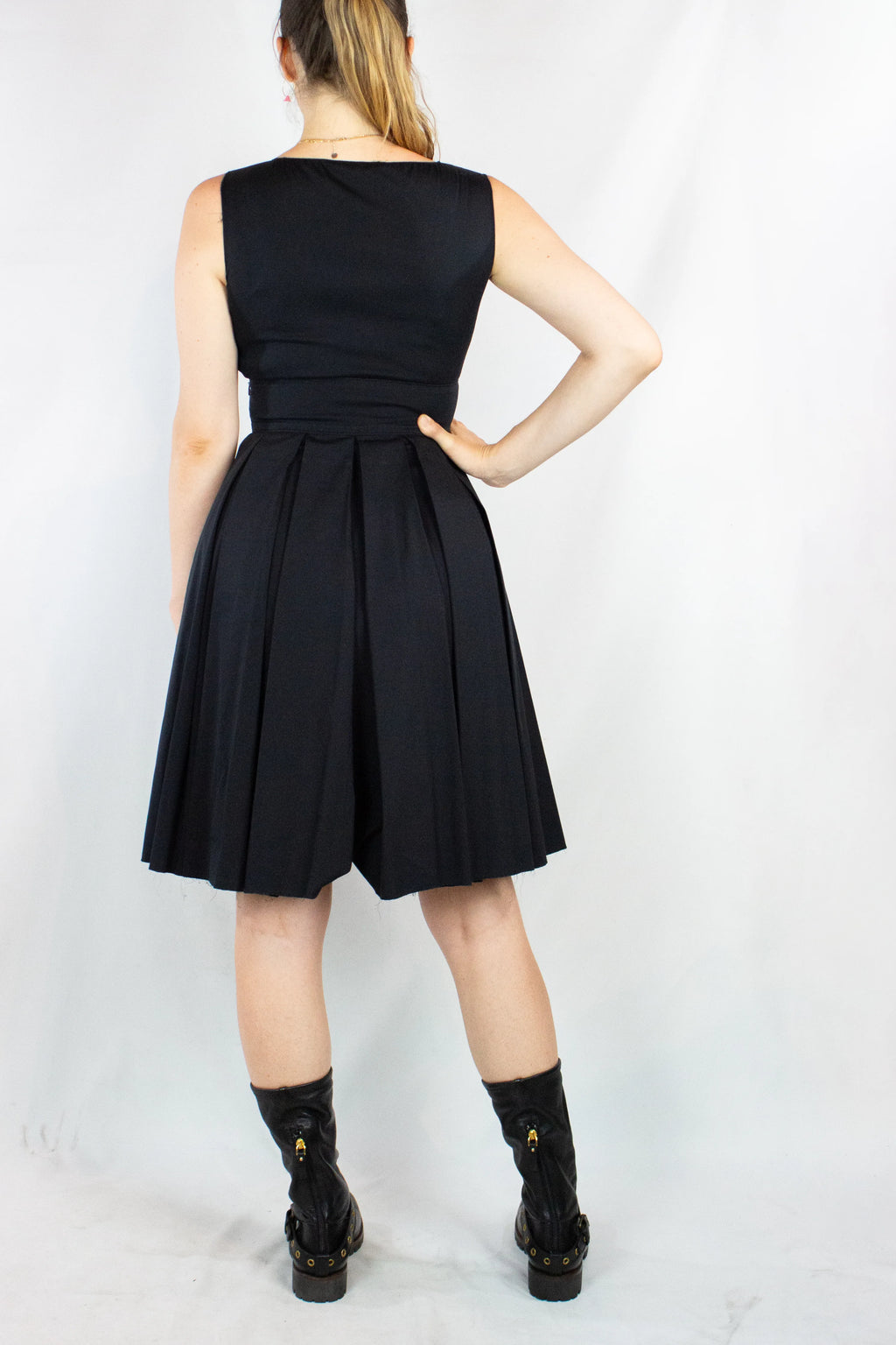 Pleated skirt knee length dress