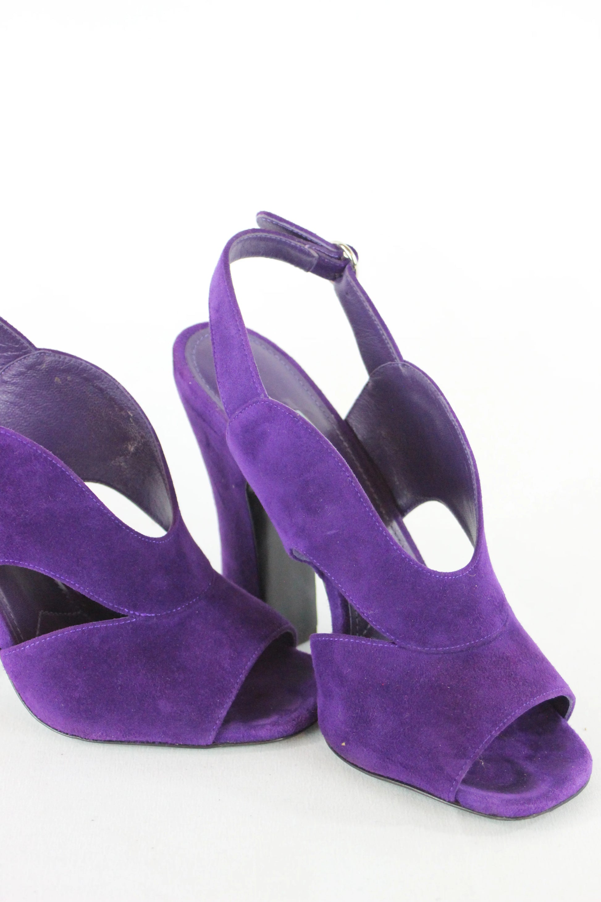 Purple suede sandals