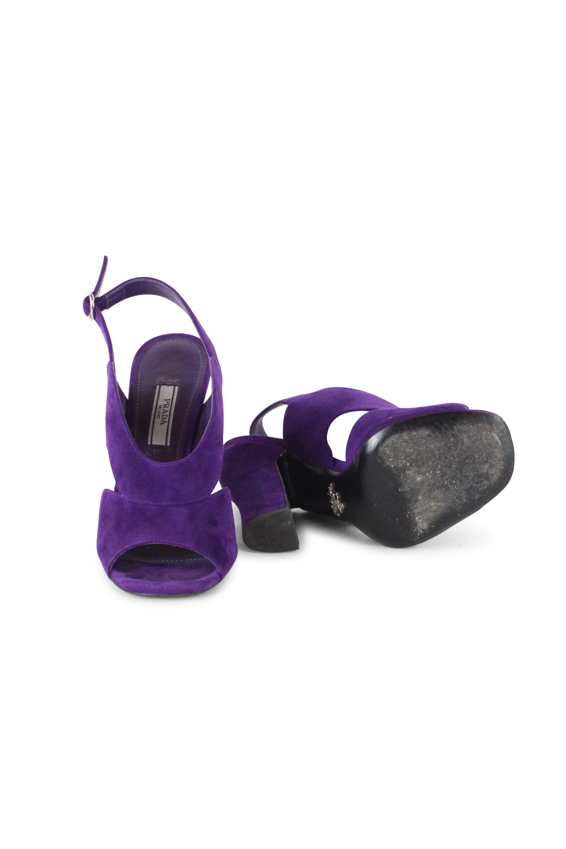 Purple suede sandals