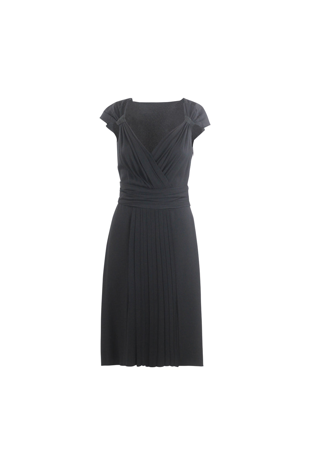 Silk Sleeveless V-Neck Ruched Dress