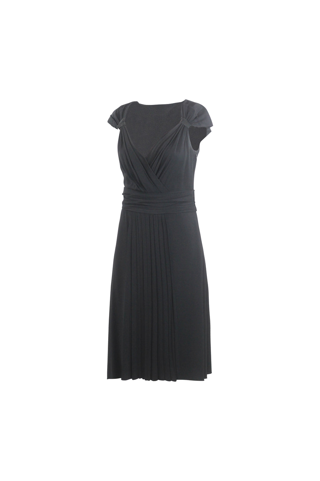 Silk Sleeveless V-Neck Ruched Dress