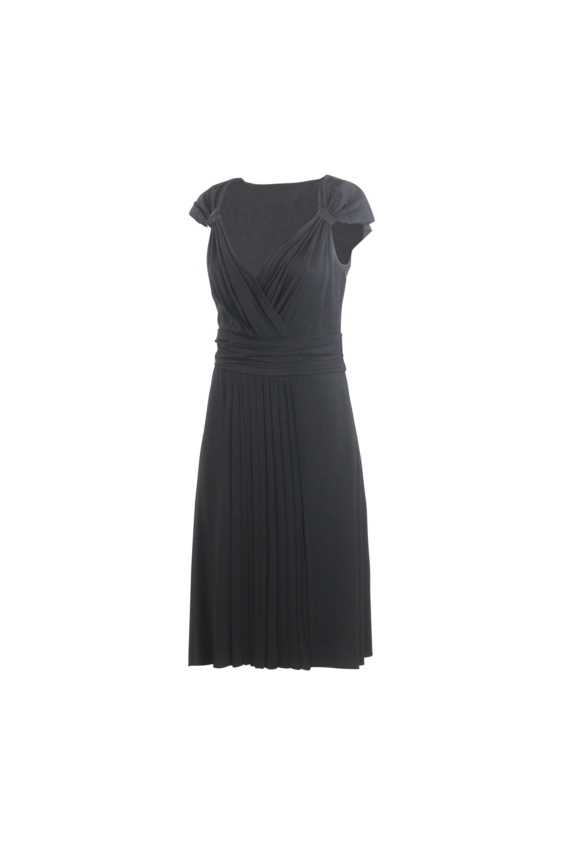 Silk Sleeveless V-Neck Ruched Dress