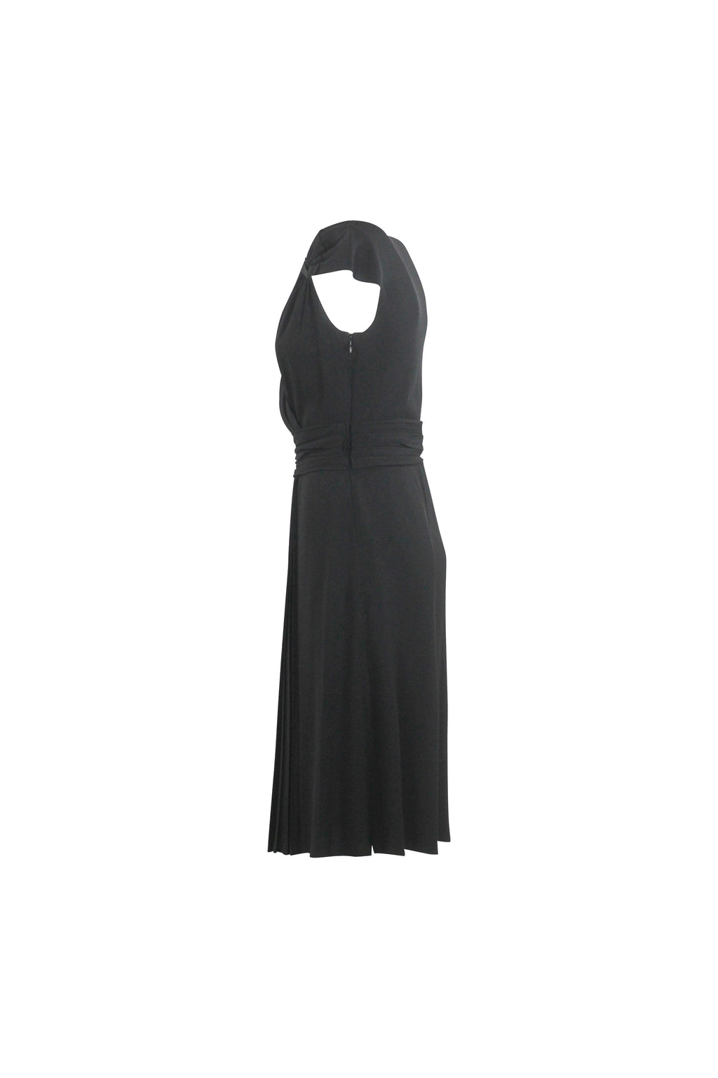 Silk Sleeveless V-Neck Ruched Dress