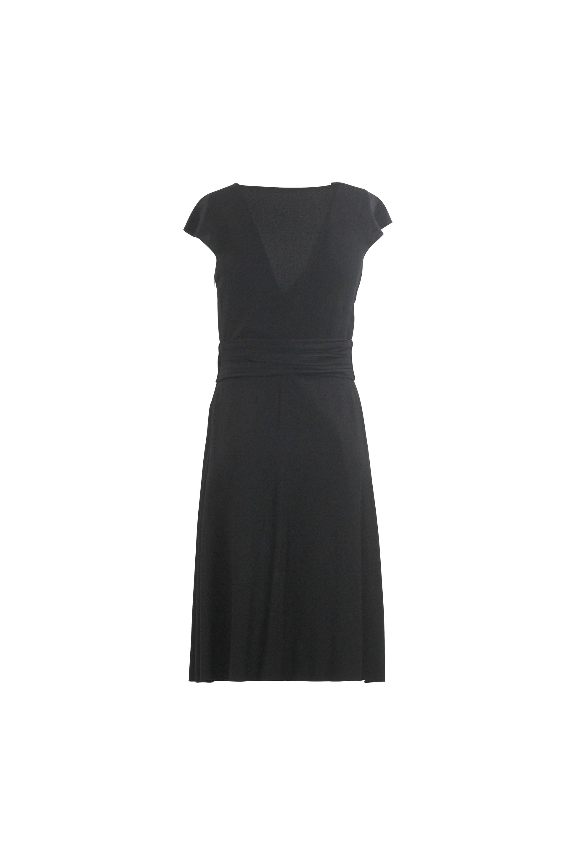 Silk Sleeveless V-Neck Ruched Dress