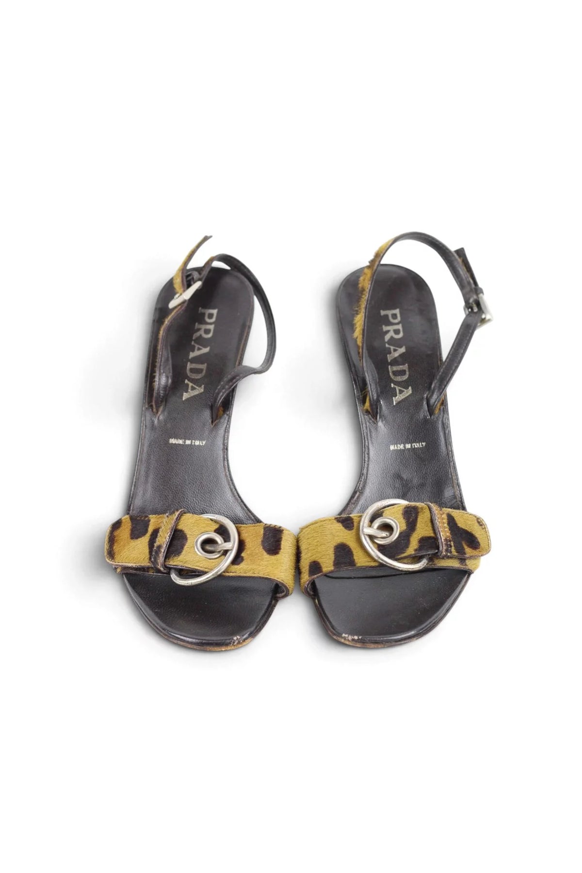 Leopard Print Pony Hair Slingback Sandals