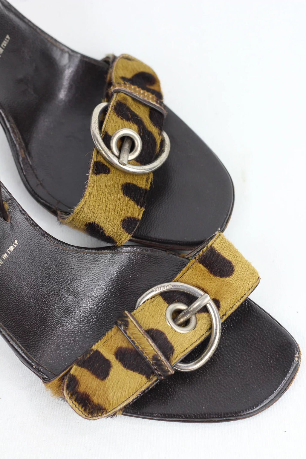 Leopard Print Pony Hair Slingback Sandals