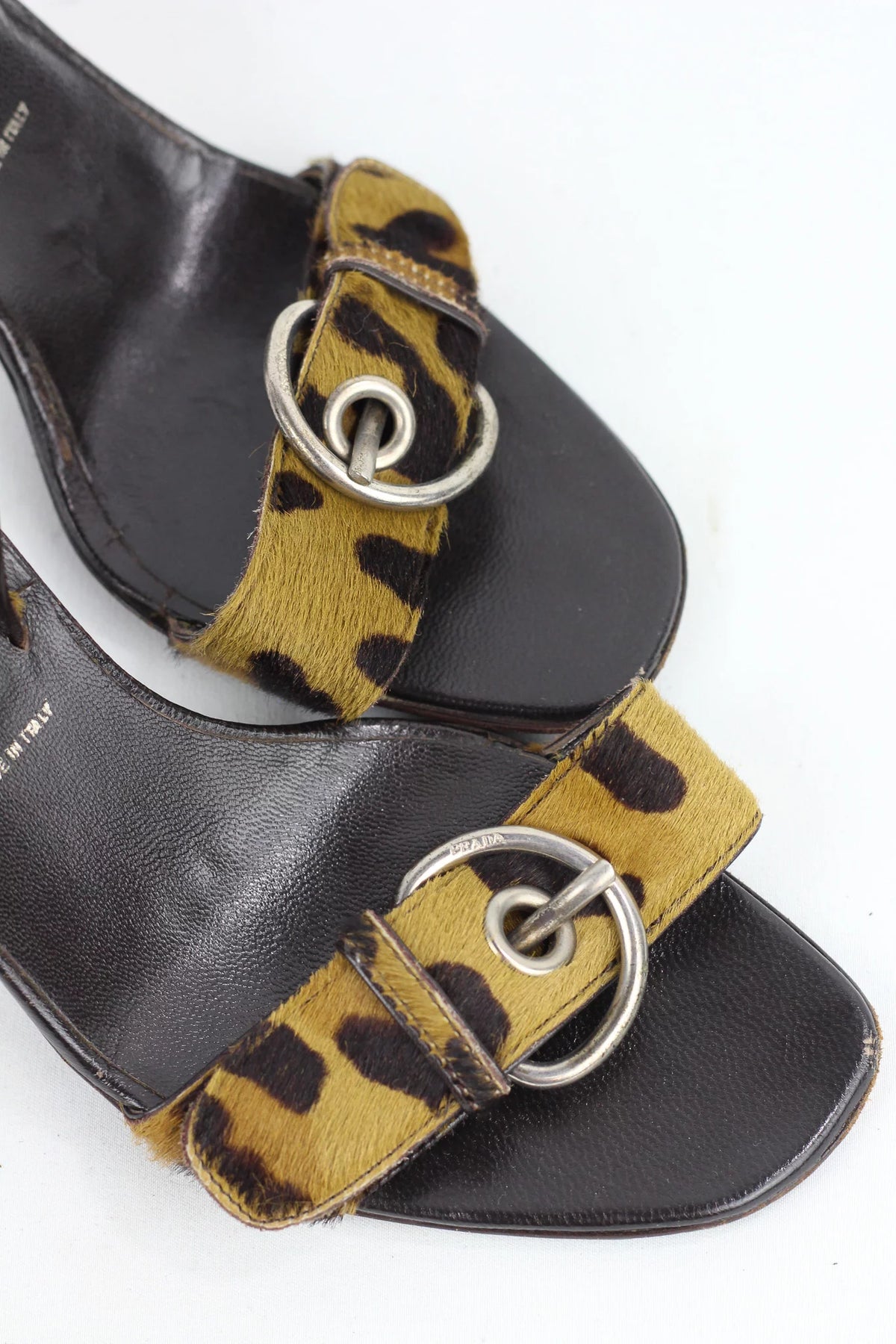 Leopard Print Pony Hair Slingback Sandals