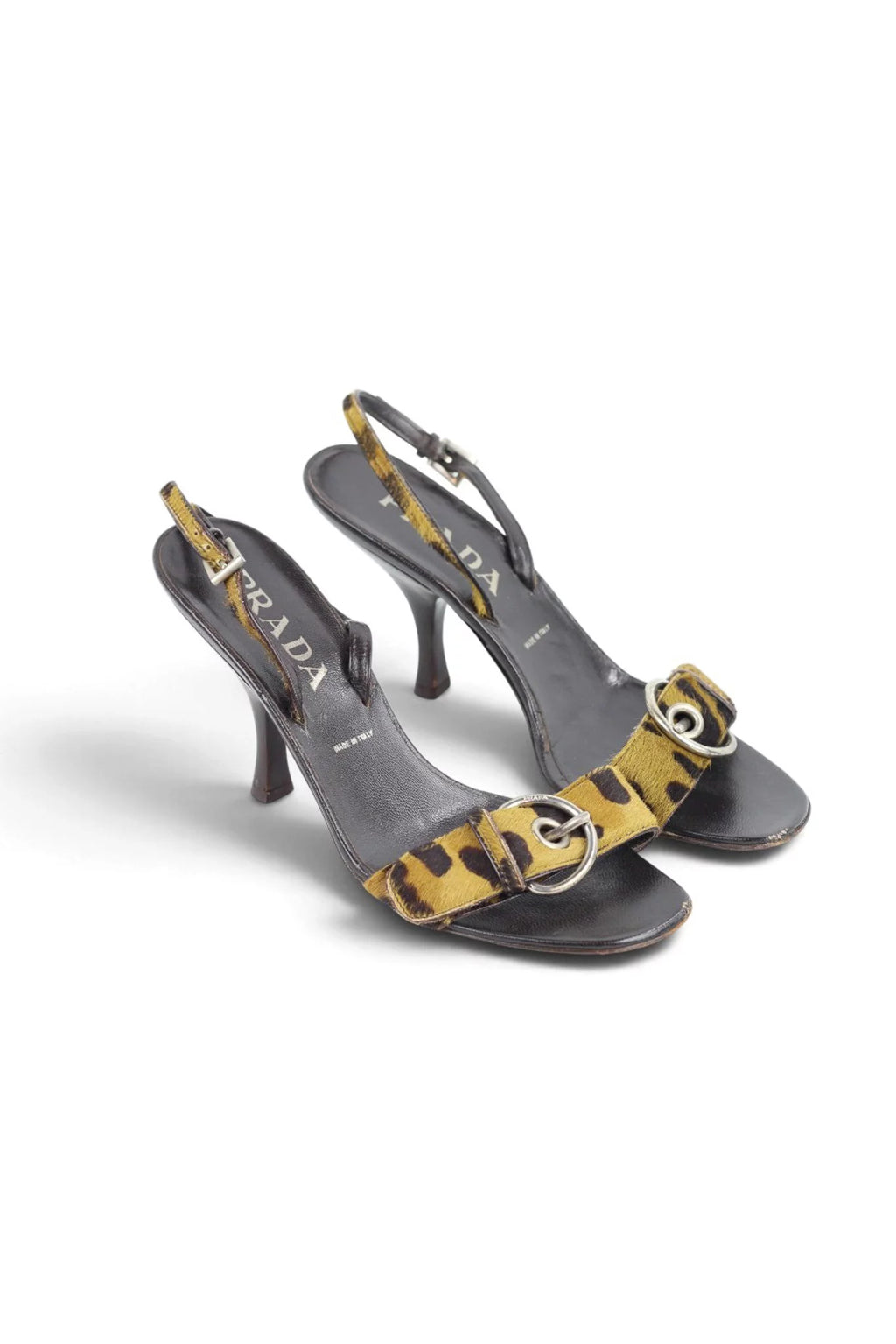 Leopard Print Pony Hair Slingback Sandals