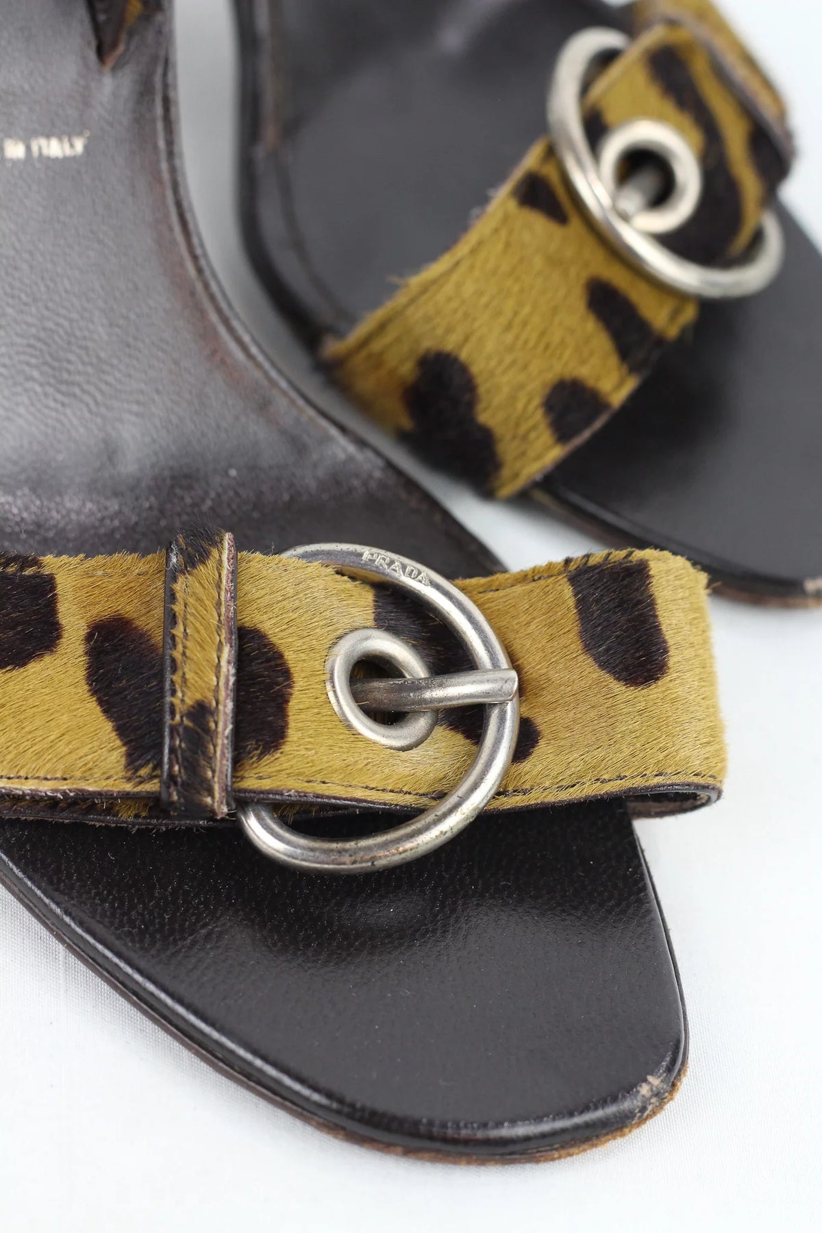 Leopard Print Pony Hair Slingback Sandals
