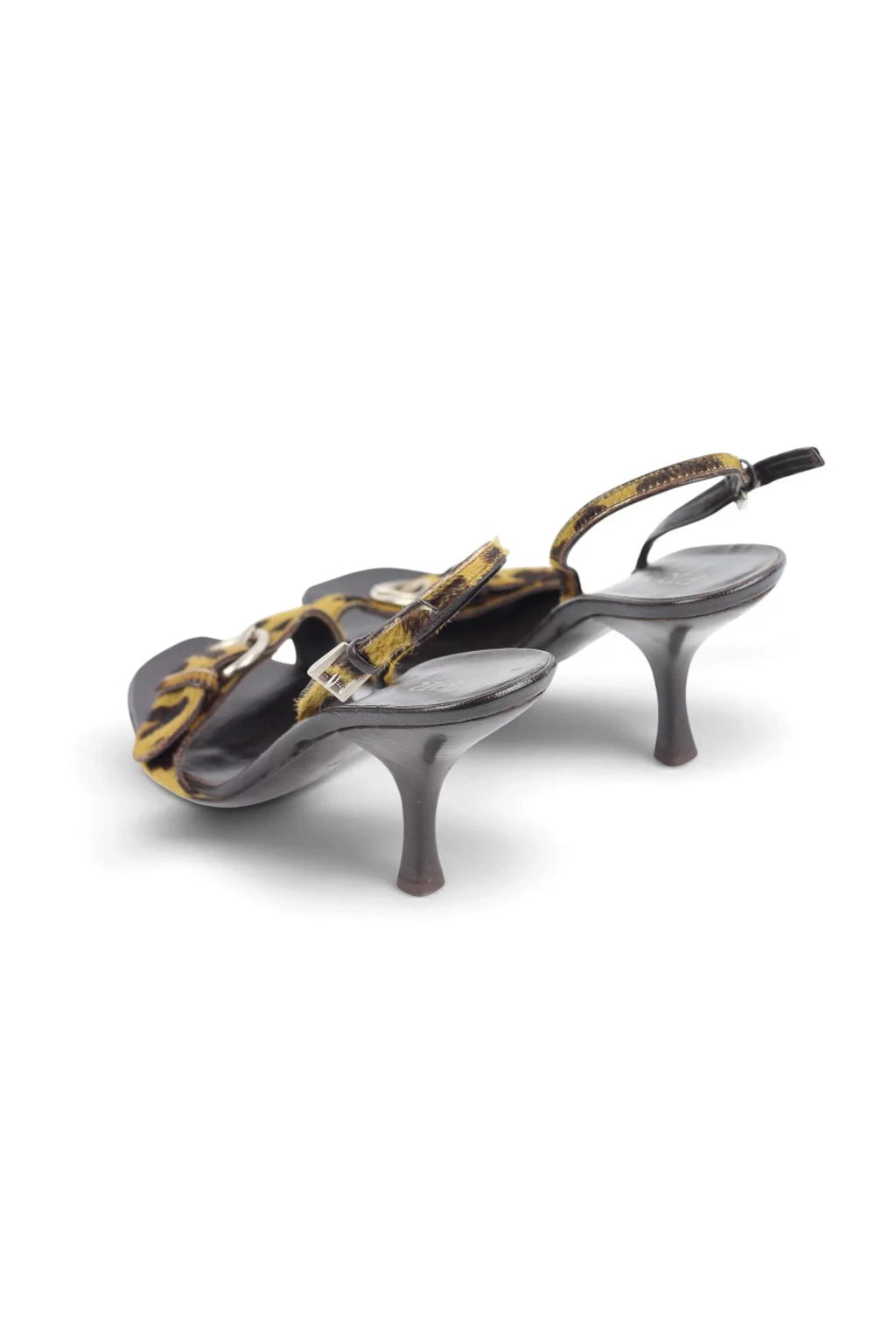 Leopard Print Pony Hair Slingback Sandals