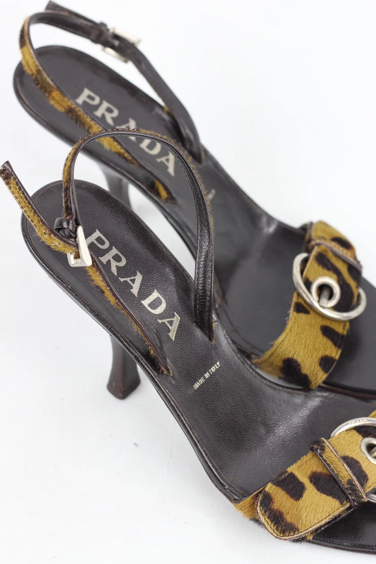 Leopard Print Pony Hair Slingback Sandals