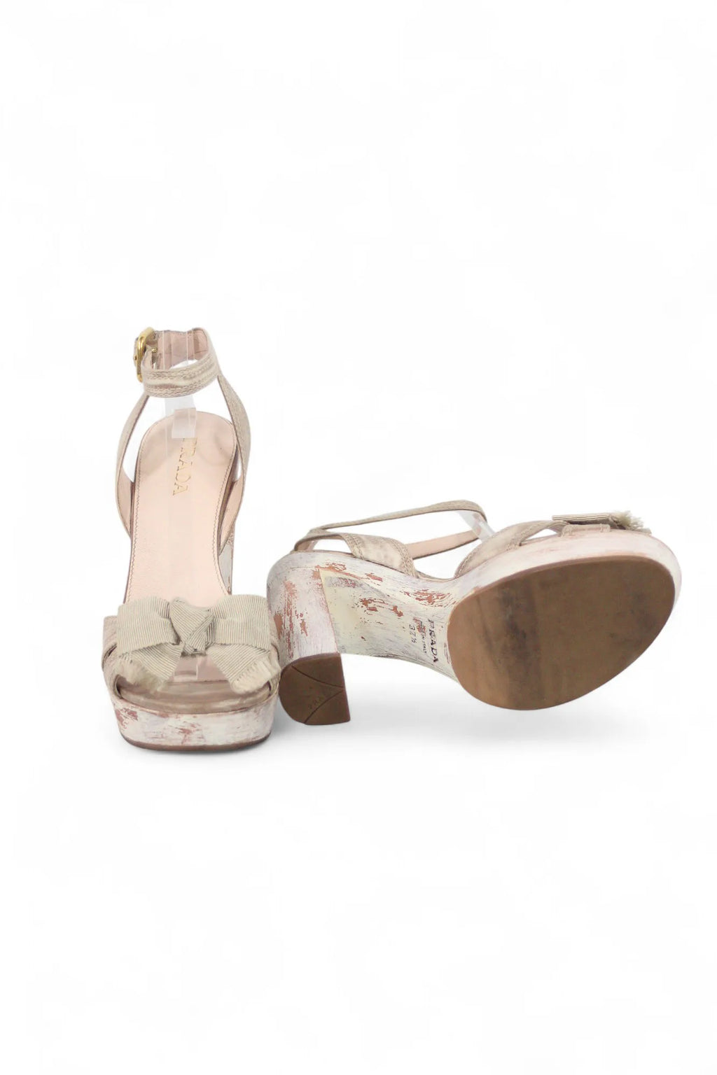 Platform sandals with shabby effect