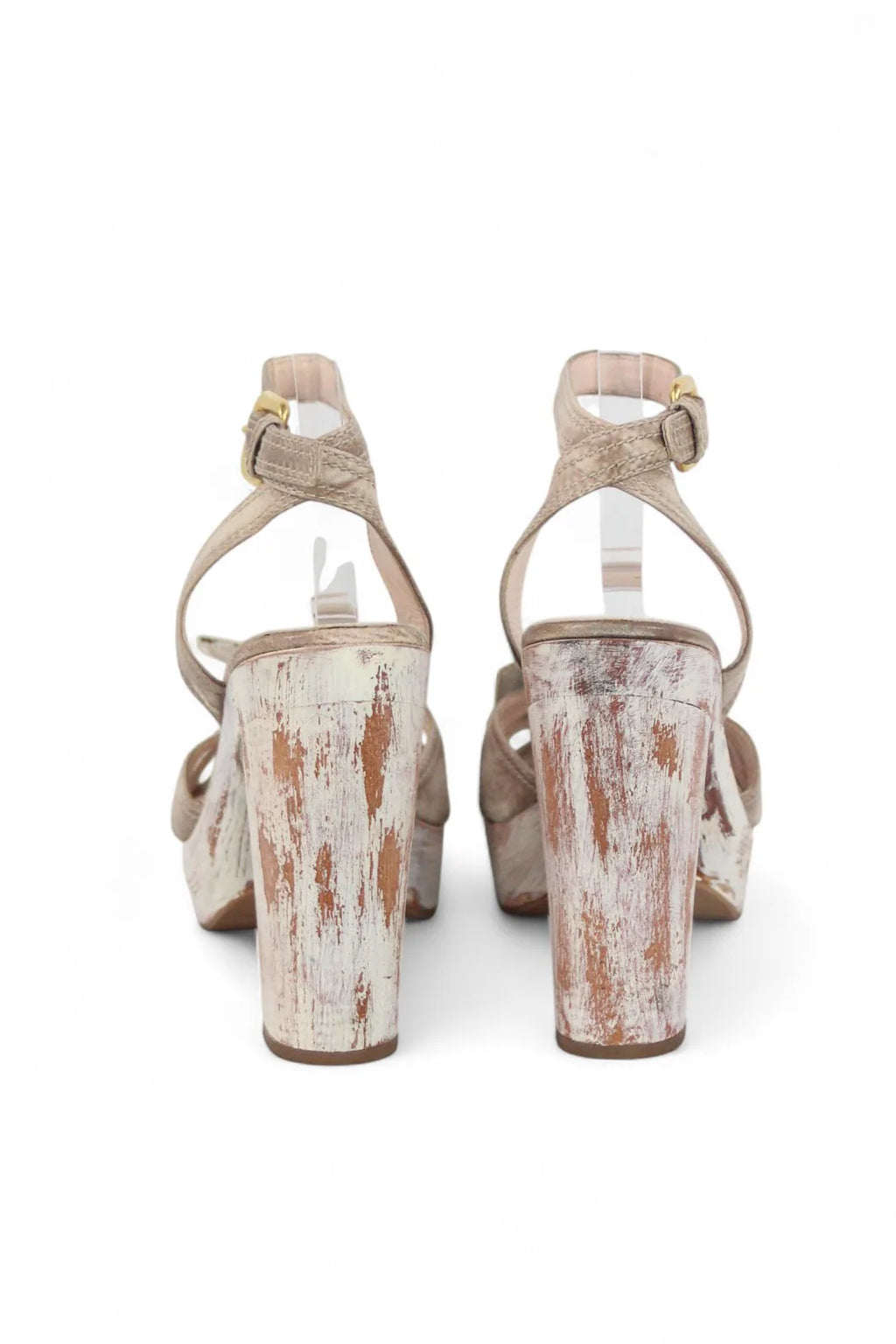 Platform sandals with shabby effect