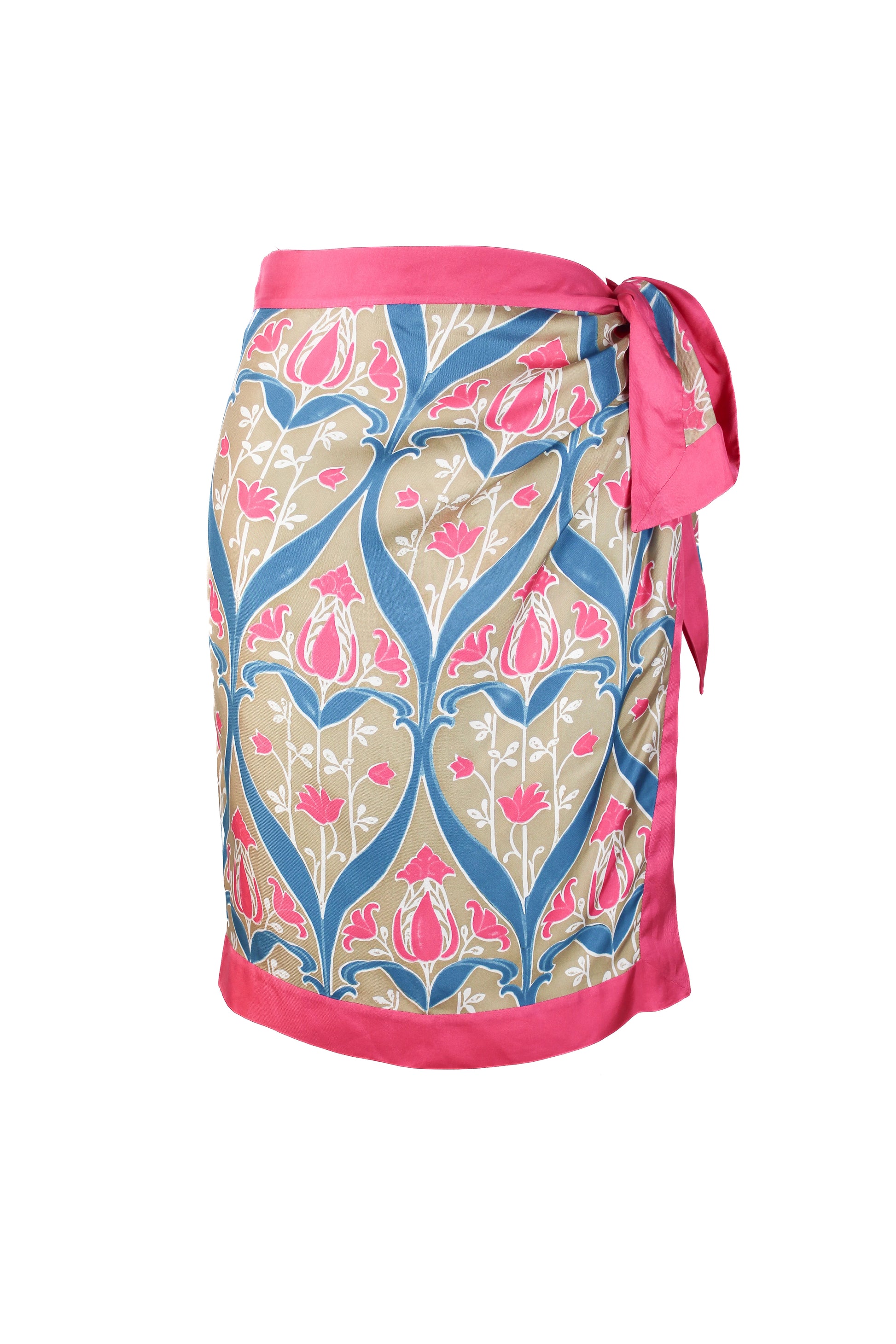 Patterned silk foulard skirt with side knot Resort2010