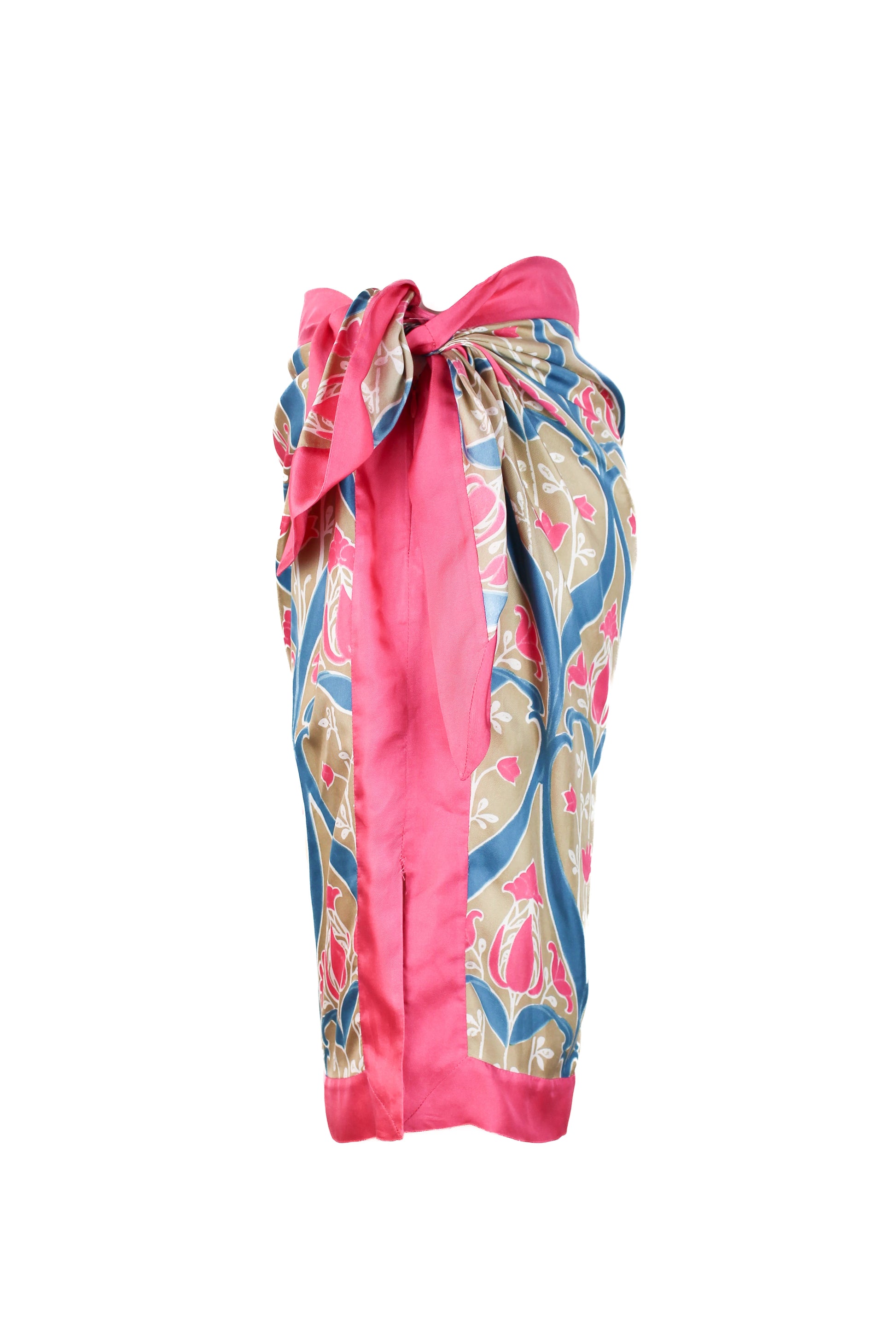 Patterned silk foulard skirt with side knot Resort2010