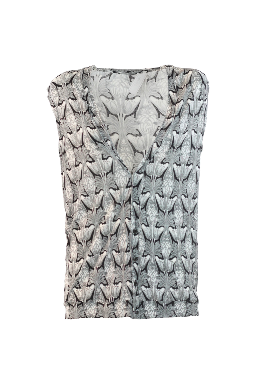 Sleeveless Blouse Art Nouveau Floral Print
