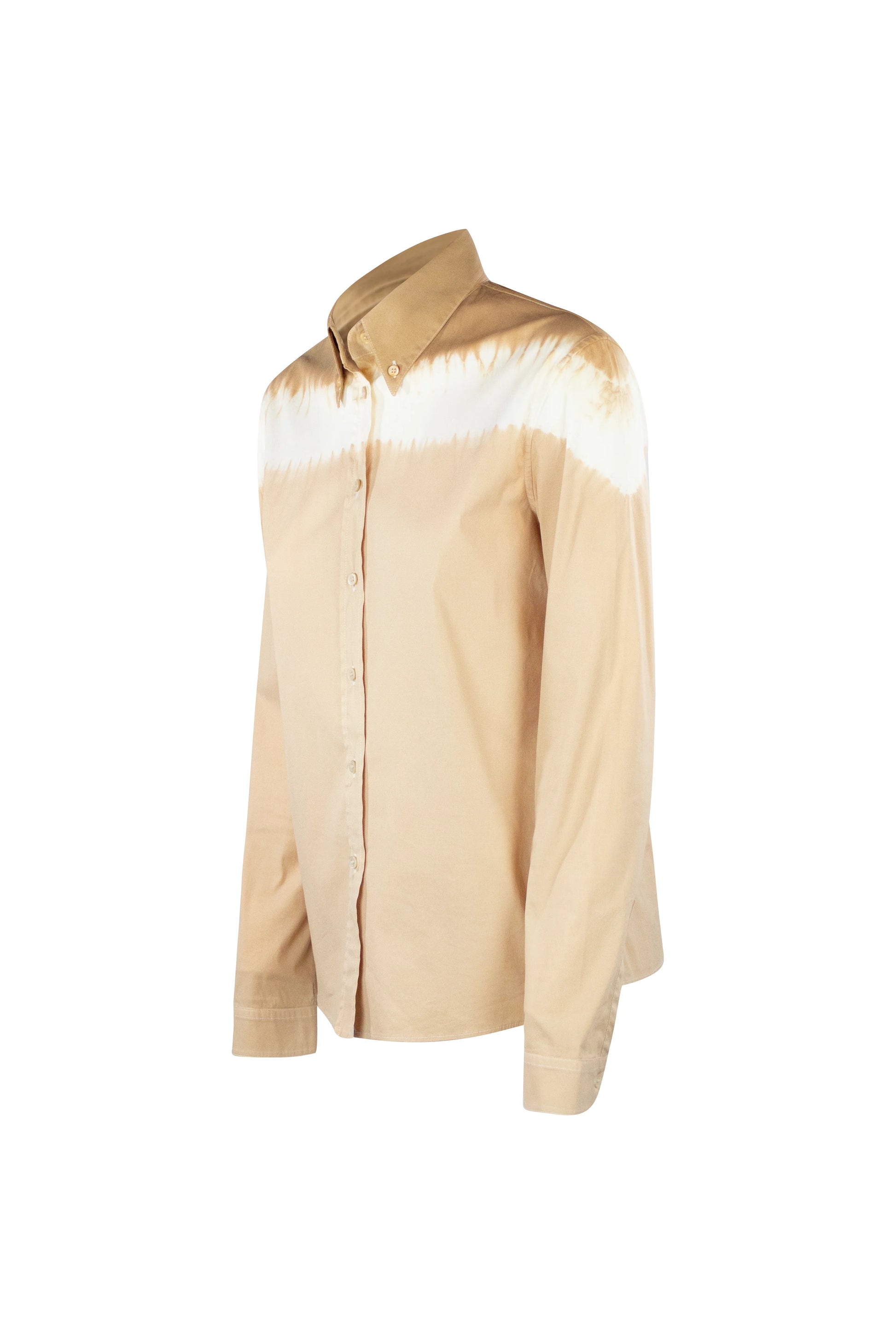 Beige Tie-Dye Slim Shirt