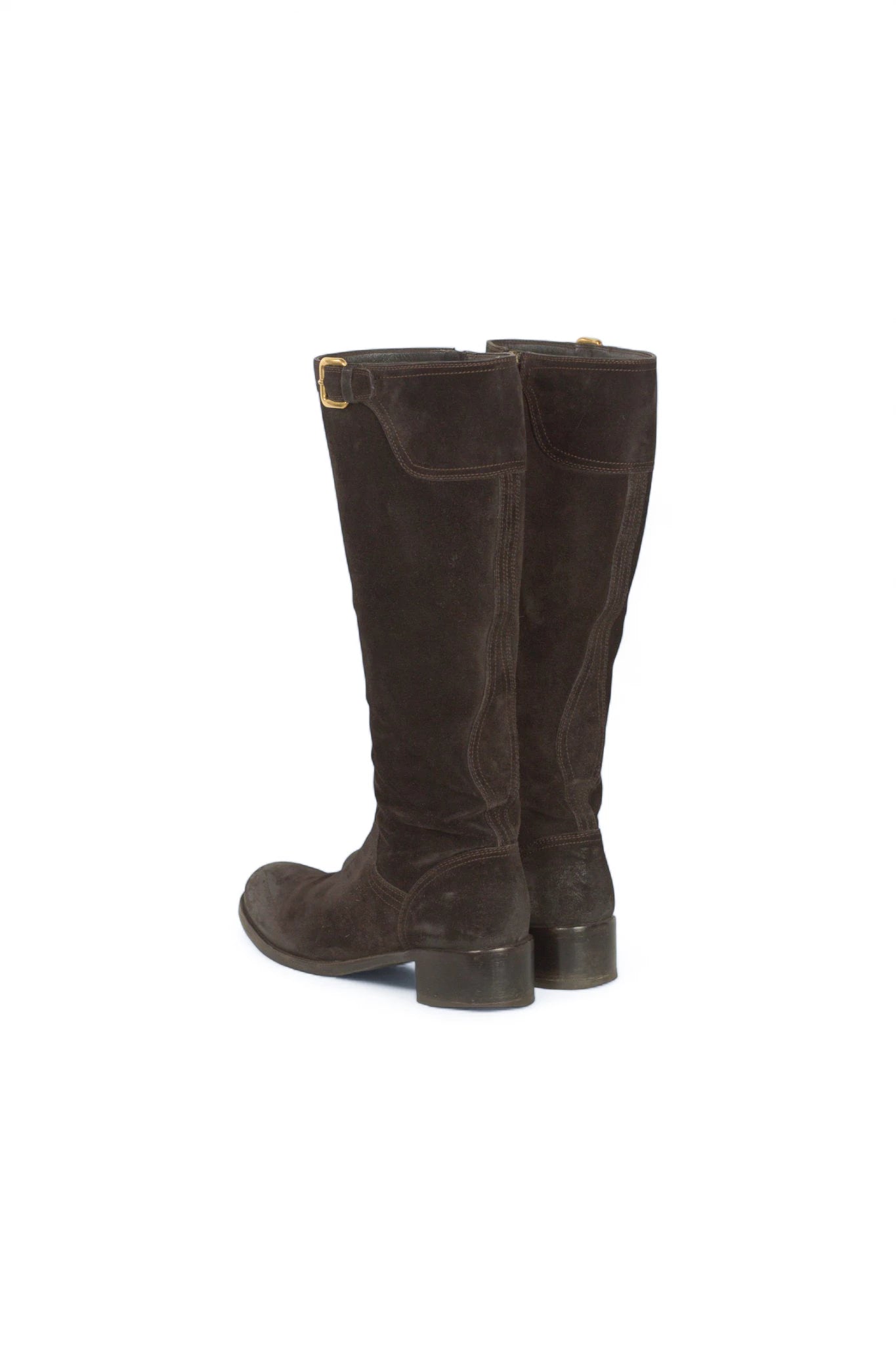 Brown Suede Boots with Distressed Finish