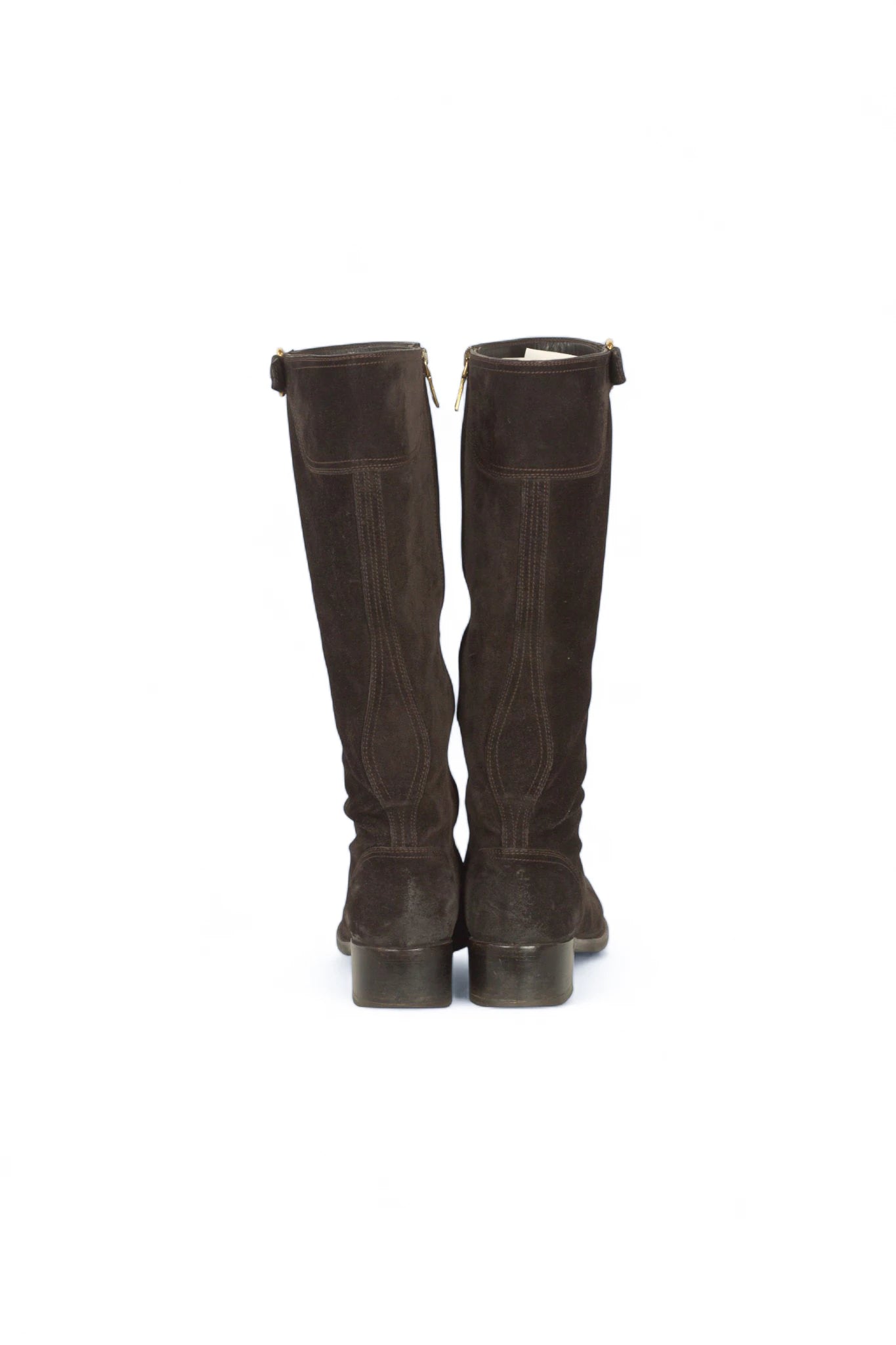 Brown Suede Boots with Distressed Finish