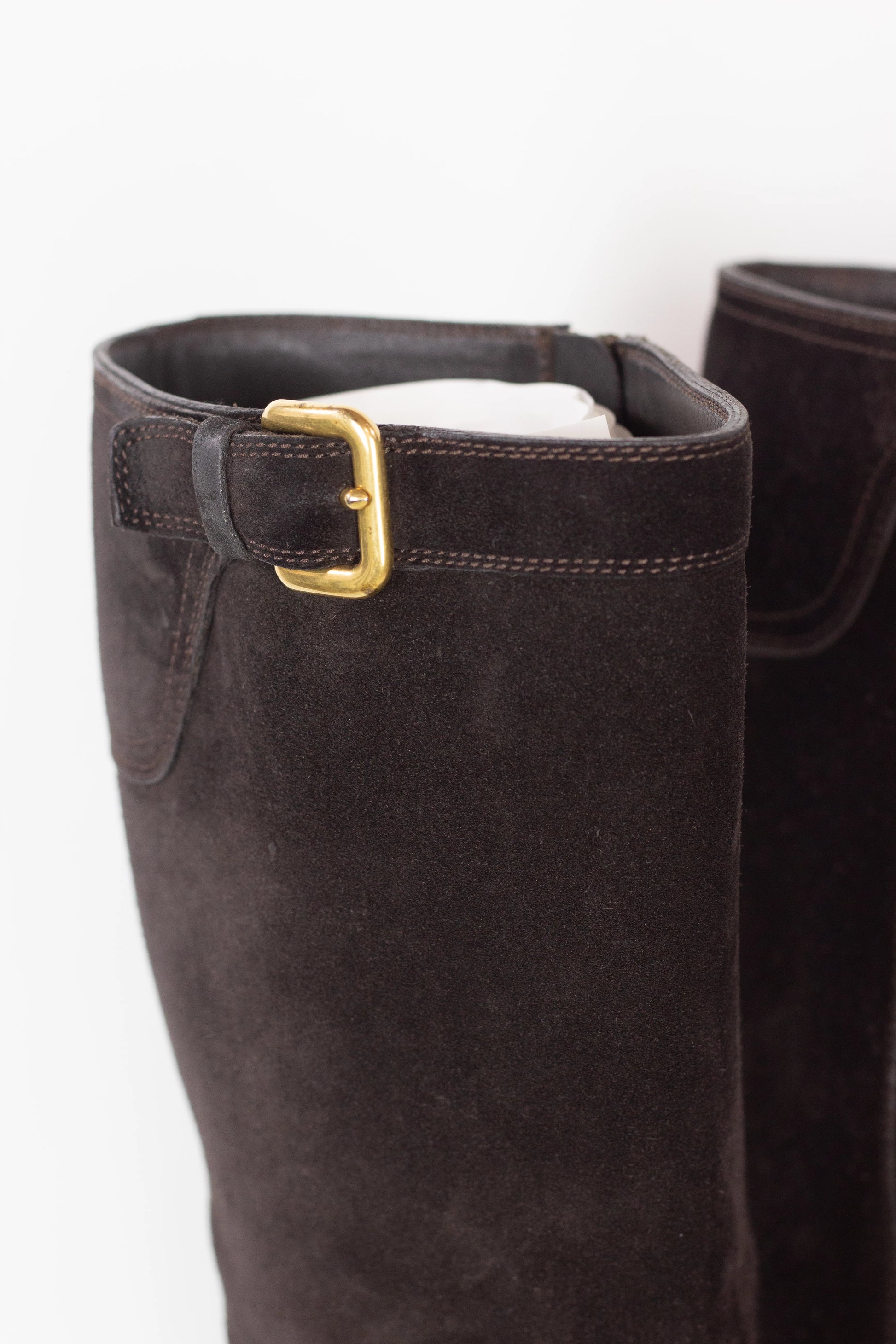 Brown Suede Boots with Distressed Finish