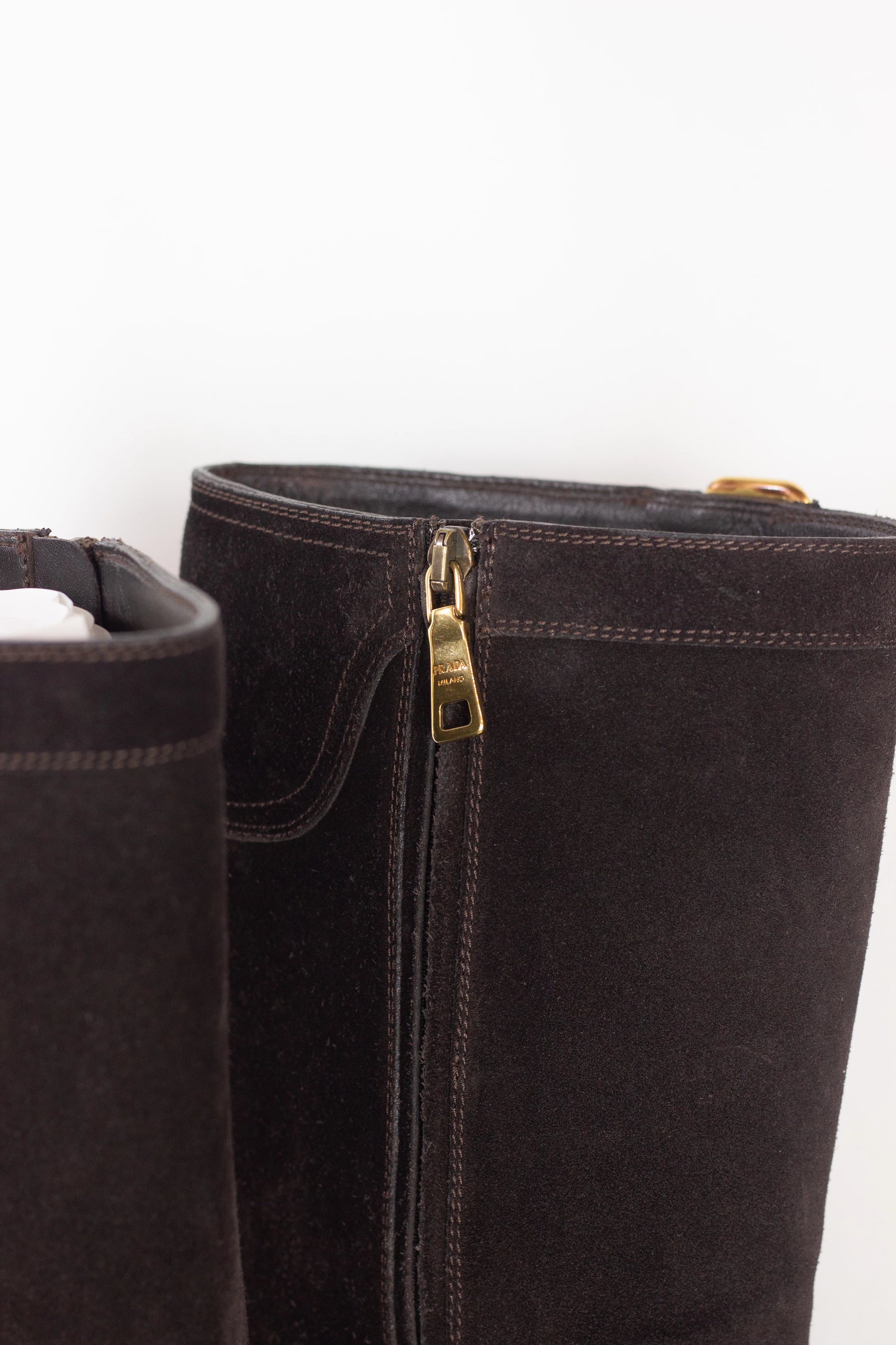 Brown Suede Boots with Distressed Finish