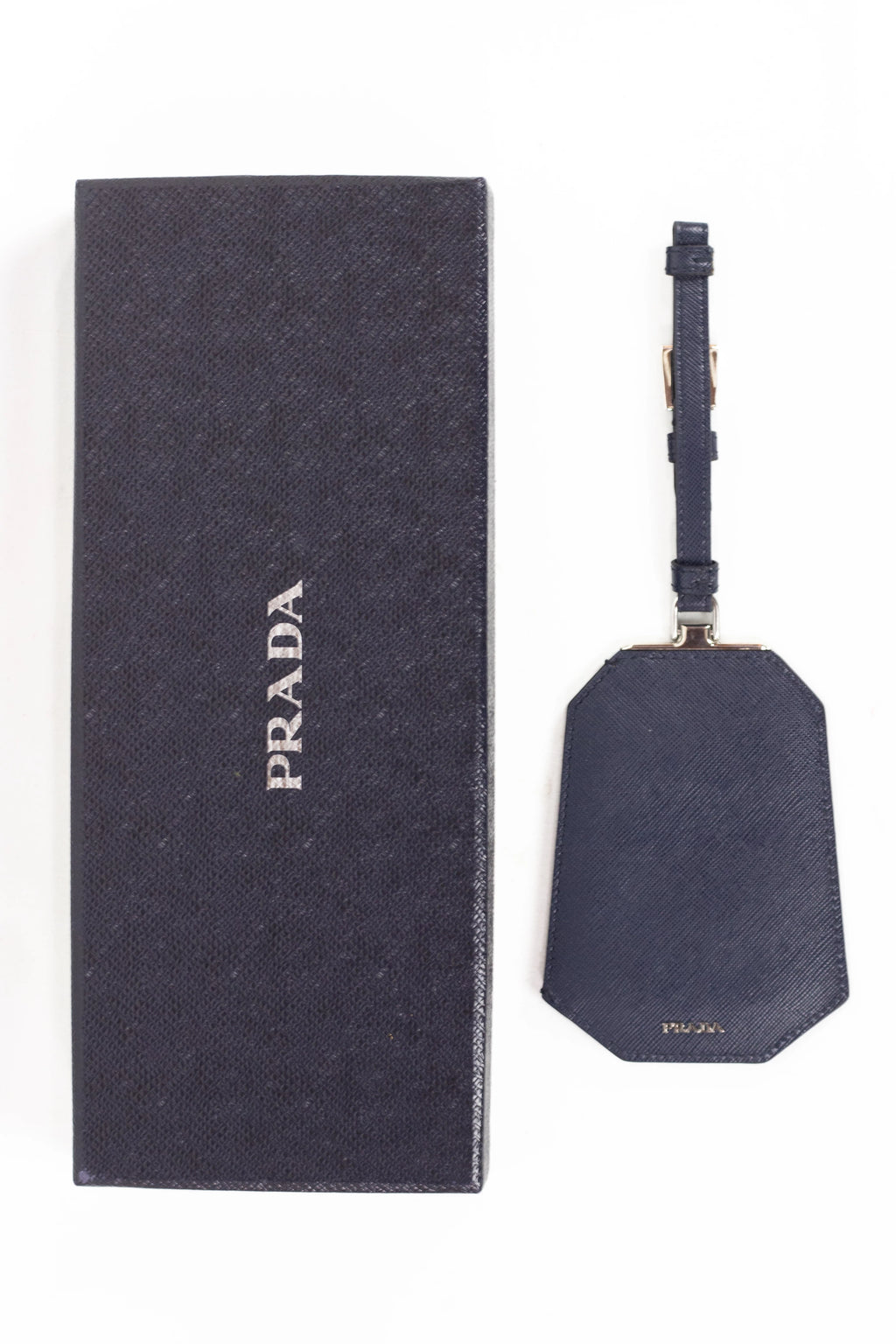 Blue and Grey Saffiano Leather Suitcase Tag
