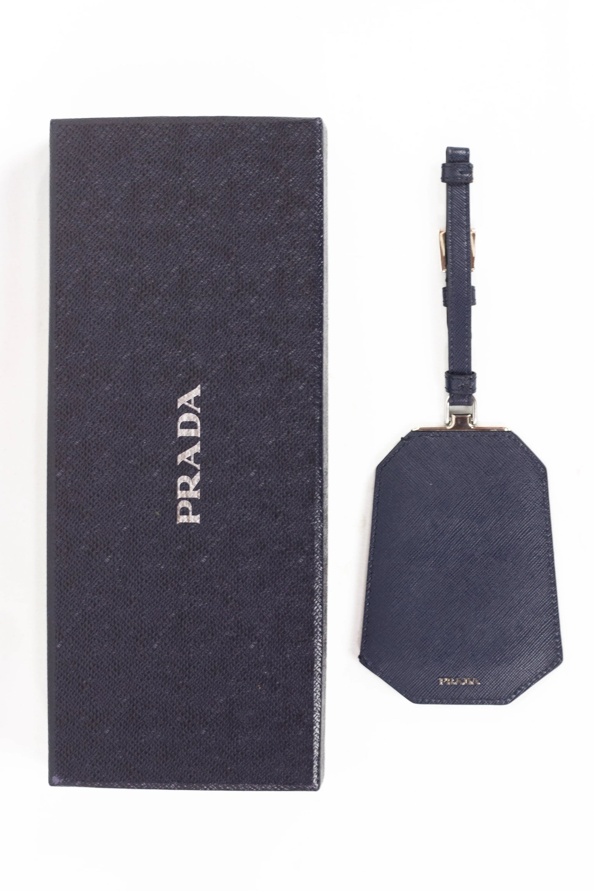 Blue and Grey Saffiano Leather Suitcase Tag